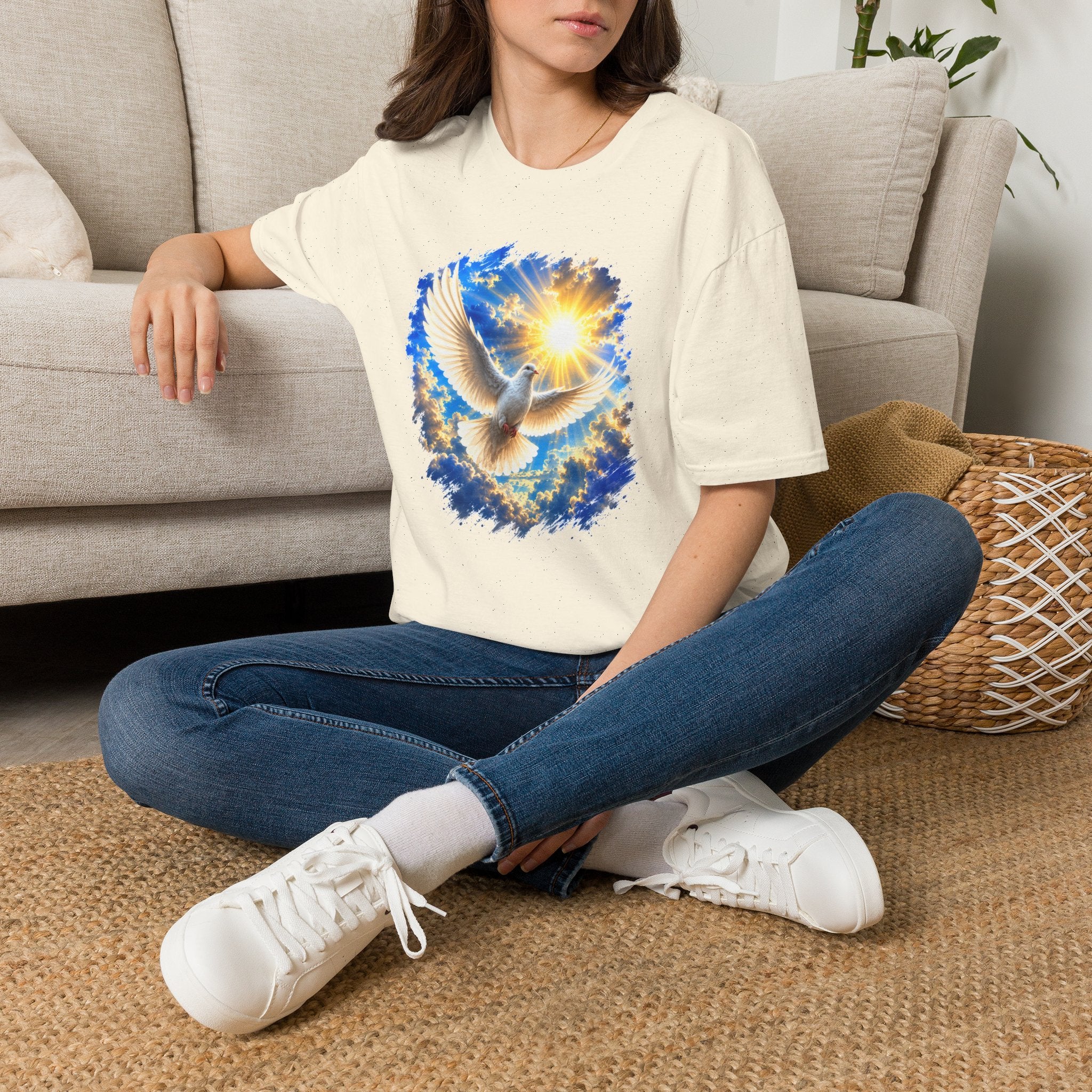 Dove of Light T-Shirt | White Dove Graphic Tee | Peace & Hope Shirt | Inspirational Bird Tee | Christian Gift | Unisex Graphic T-Shirt