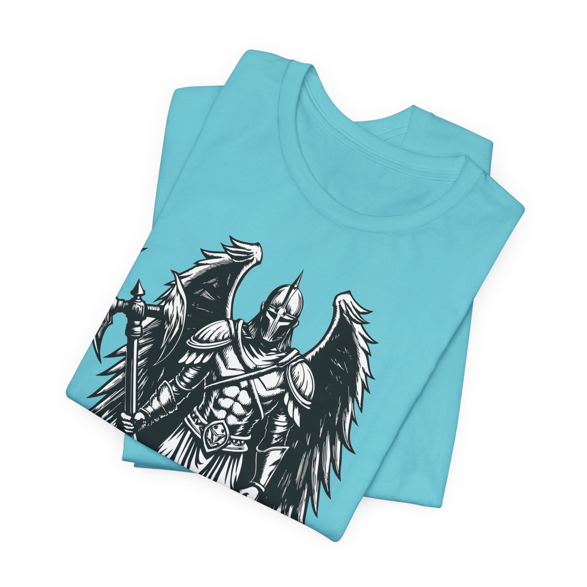Angel of War Graphic Tee — Winged Knight Armor T-Shirt