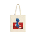 Abstract Reflection Canvas Tote - Blue Silhouette Red Water Art Bag