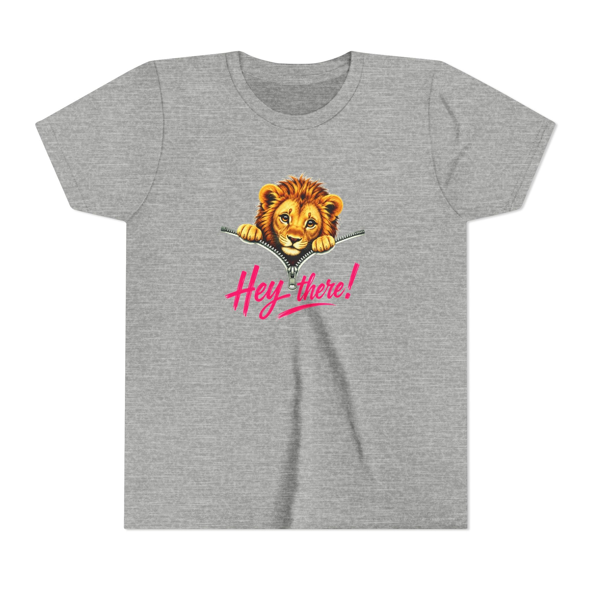 Cute Lion Youth T-Shirt, Hey There Graphic Tee for Kids, Funny Animal Shirt, Trendy Kids Tee, Lion Lover Gift, Unisex Youth Shirt