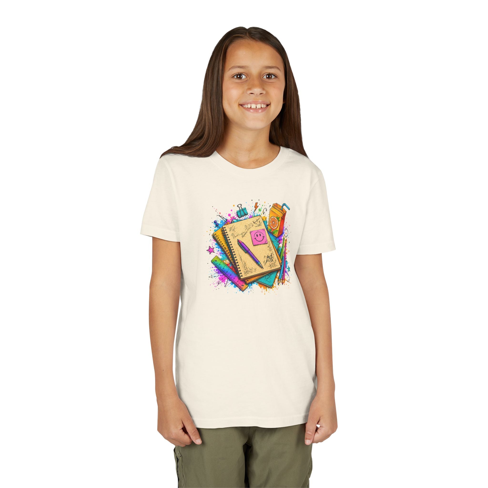 Kids Back to School T‑Shirt — Colorful Notebooks & Pencil Design