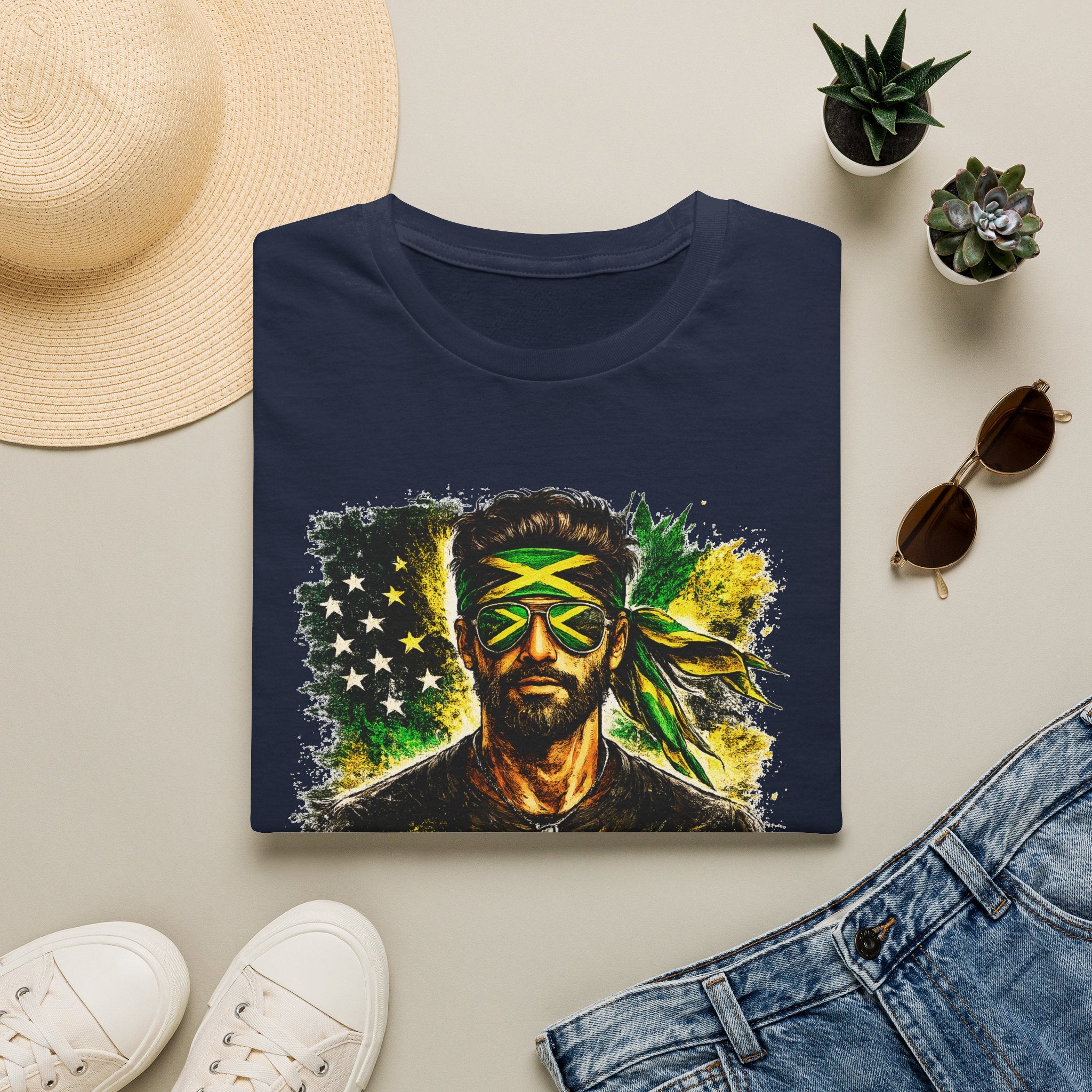 Jamaican Flag Portrait T-Shirt — Reggae Vibe Graphic Tee