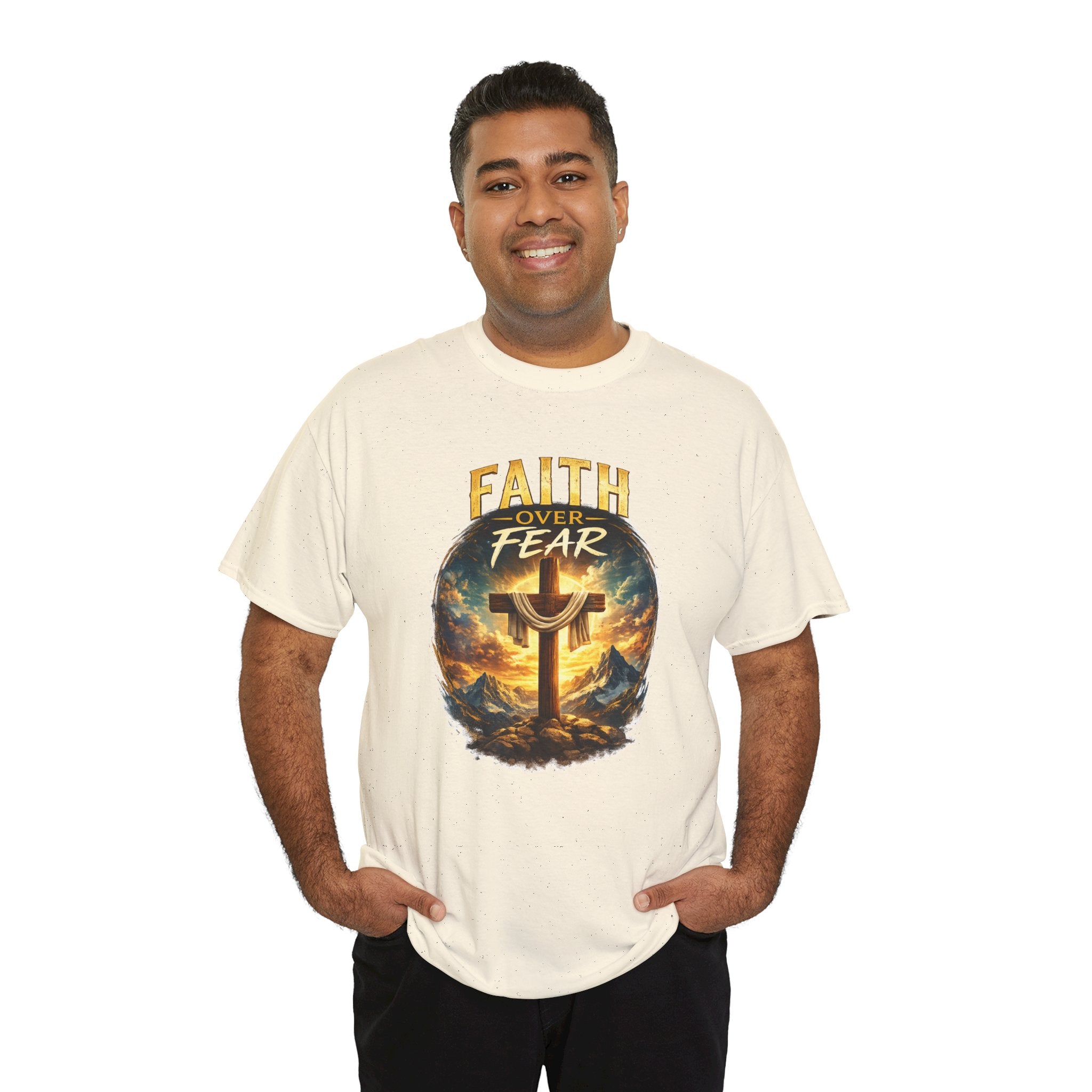 Faith Over Fear Christian T-Shirt | Cross Graphic Tee | Jesus Faith Shirt | Religious Unisex Shirt | Christian Gift for Men & Women