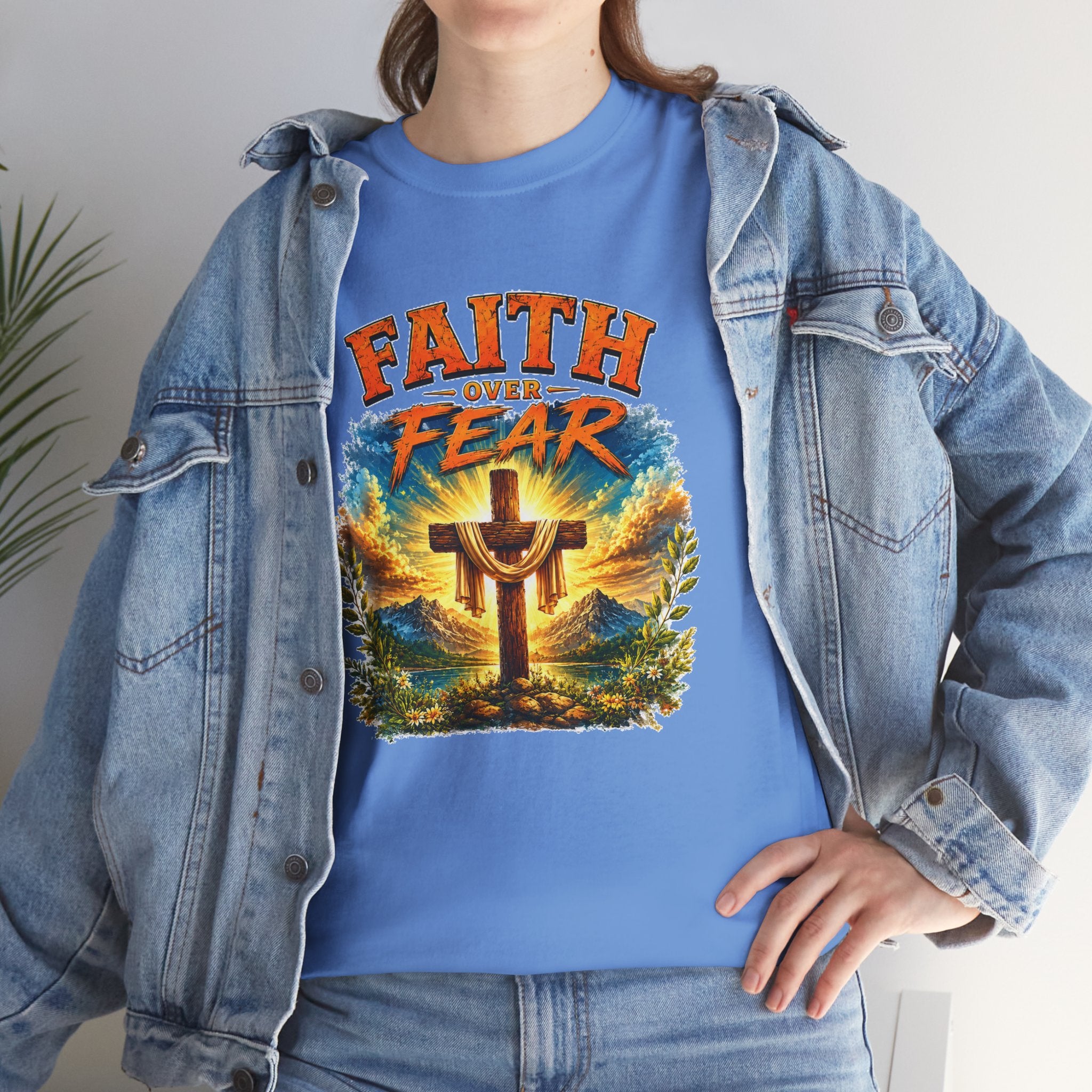 Faith Over Fear Christian T-Shirt | Cross Graphic Tee | Religious Unisex Shirt | Christian Gift