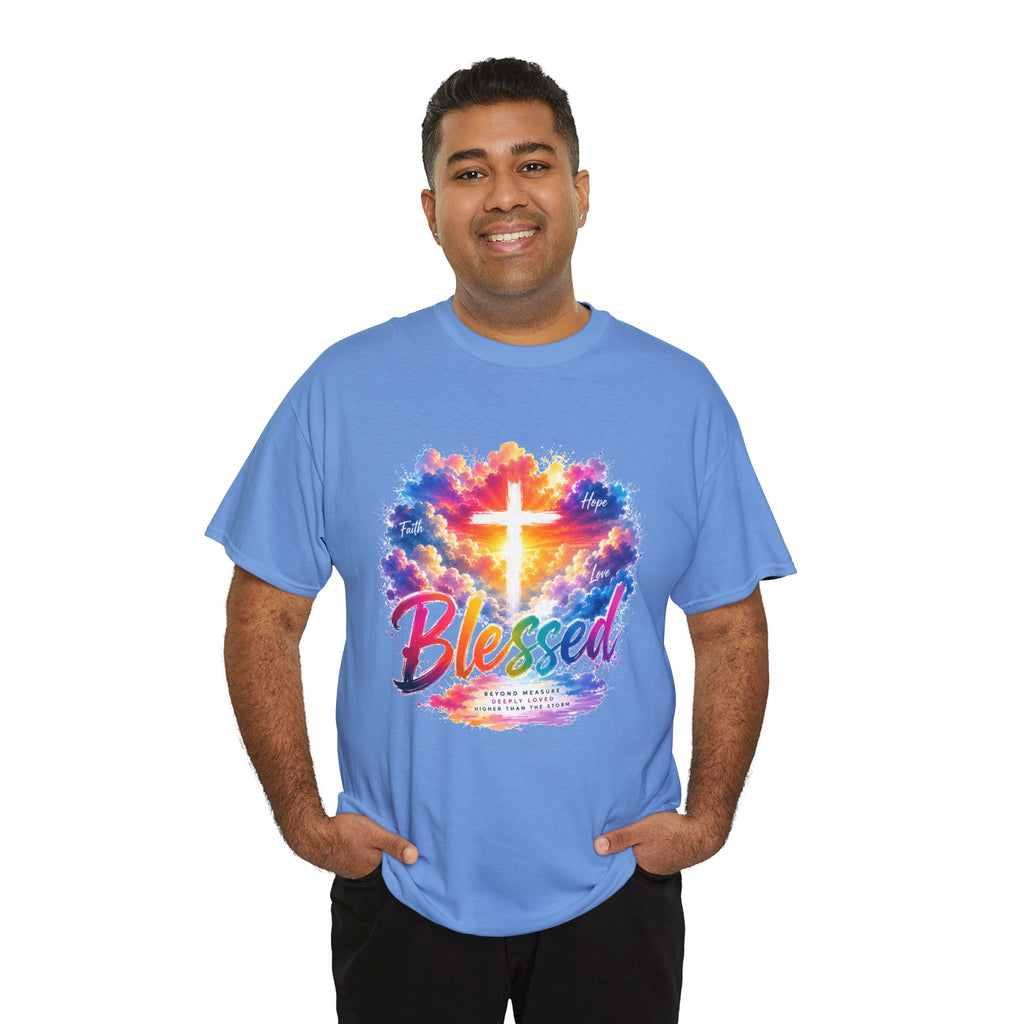 Blessed Christian T-Shirt, Colorful Cross Shirt, Faith Graphic Tee, Jesus Lover Gift, Religious Unisex Shirt
