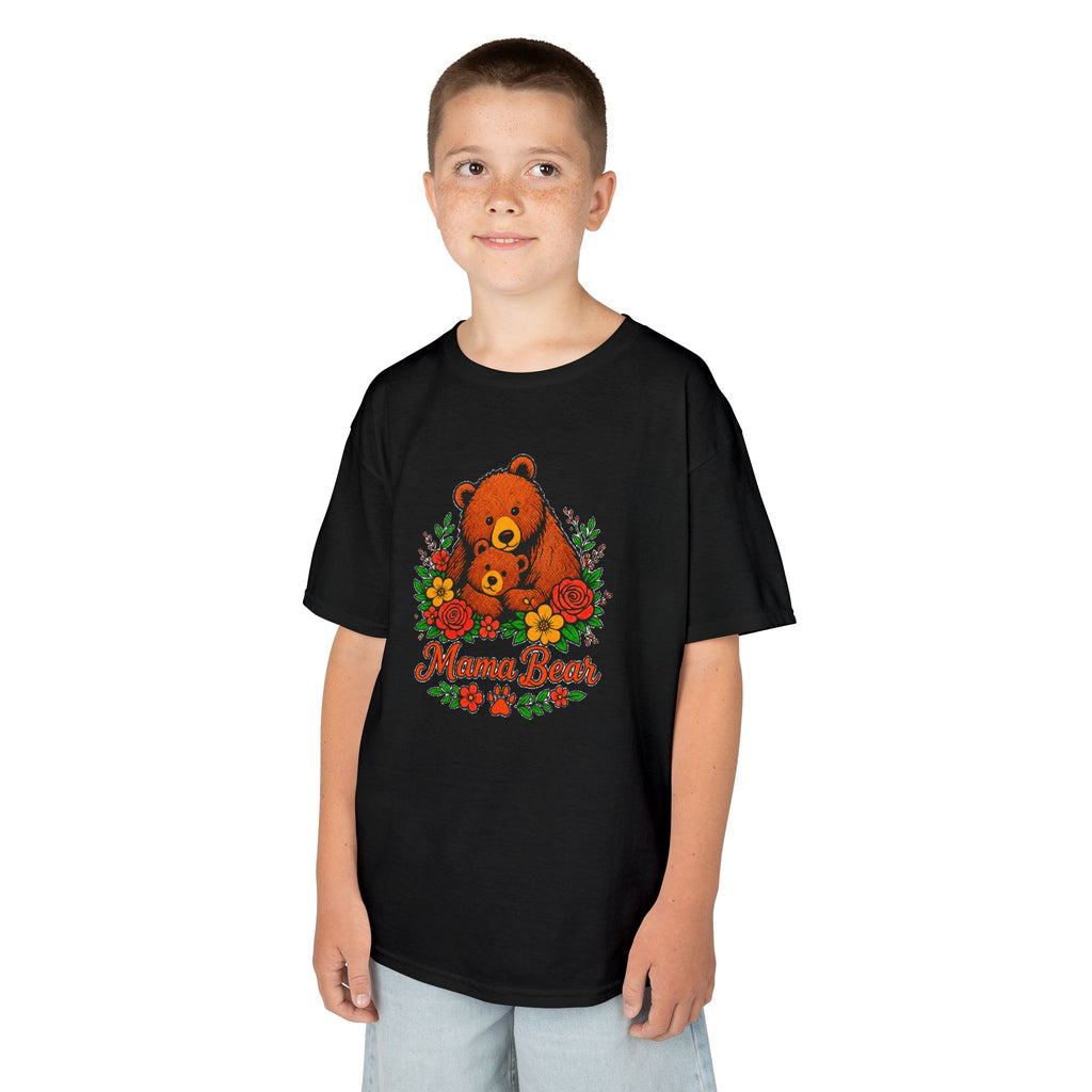 Kids T-Shirt — 'Mama Bear' Cute Floral Bear Graphic