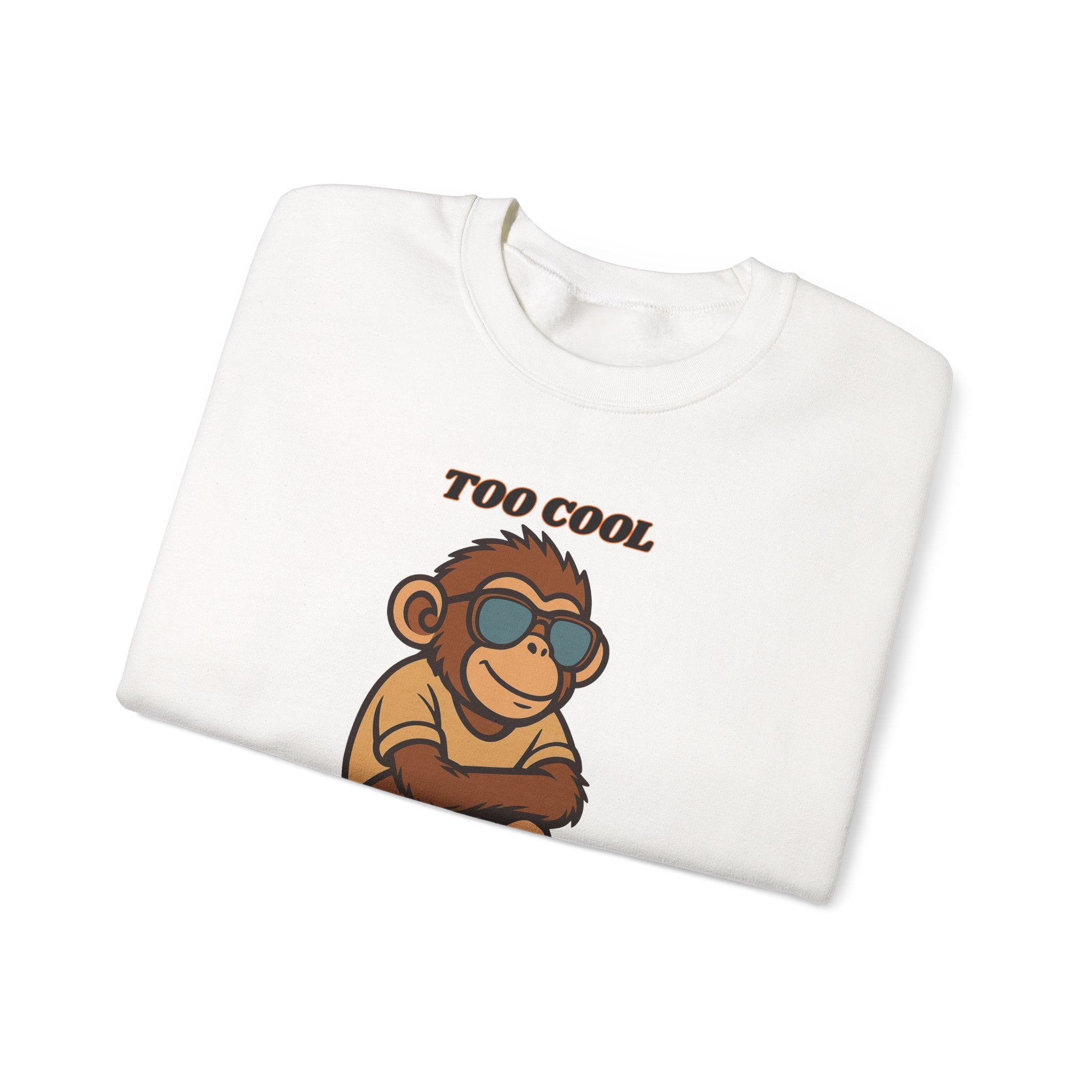 Too Cool Too Care Monkey Sweatshirt — Cute Sunglasses Ape Crewneck