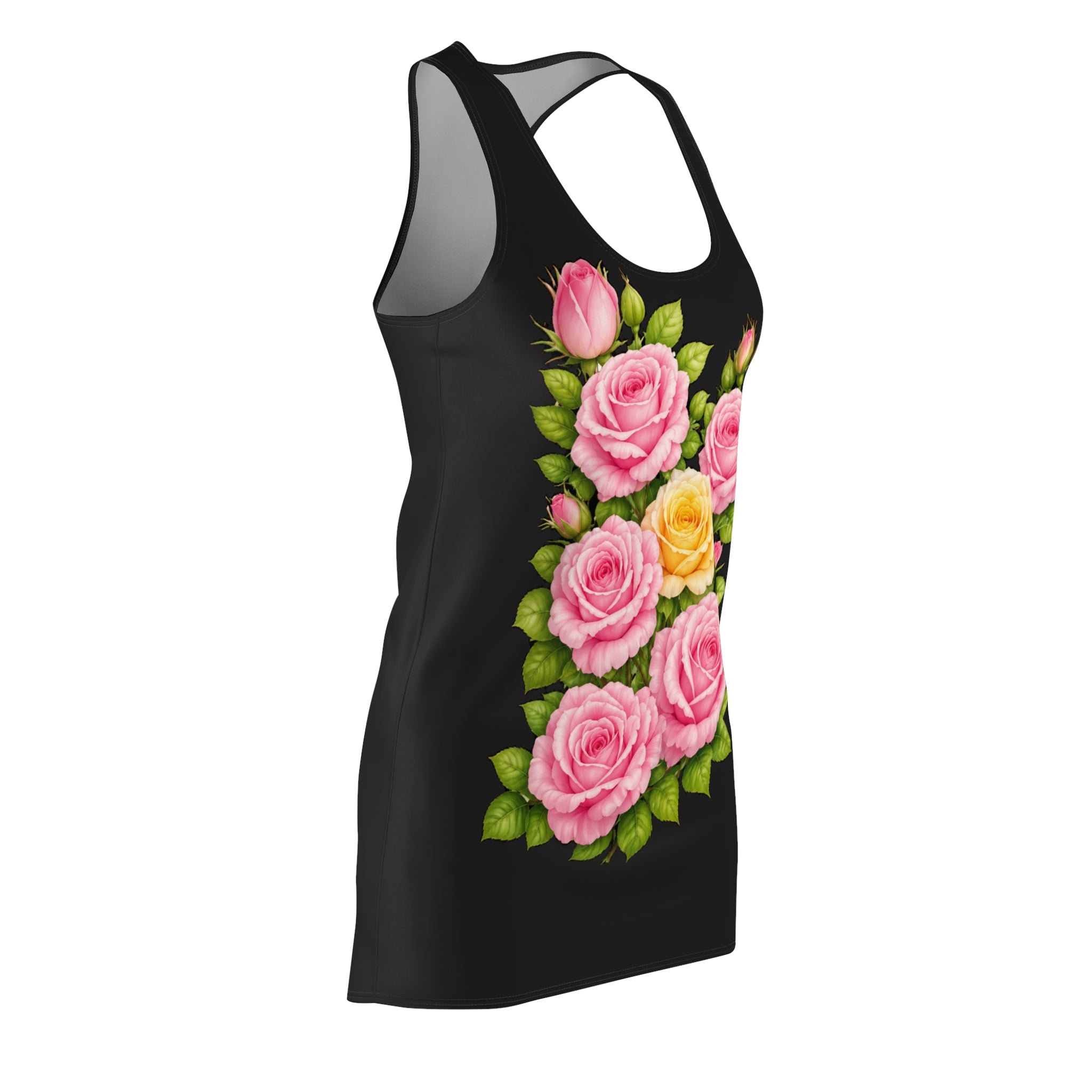 Black Rose Floral Dress | Women's Lightweight Summer Racerback Dress