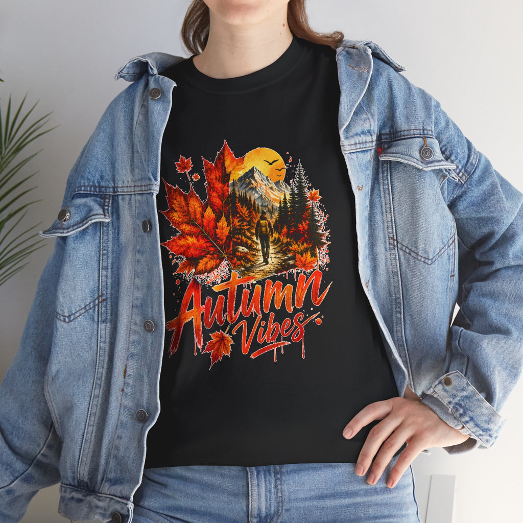 Autumn Vibes Shirt Fall Graphic Tee Colorful Leaves Nature T Shirt Cozy Fall Outfit