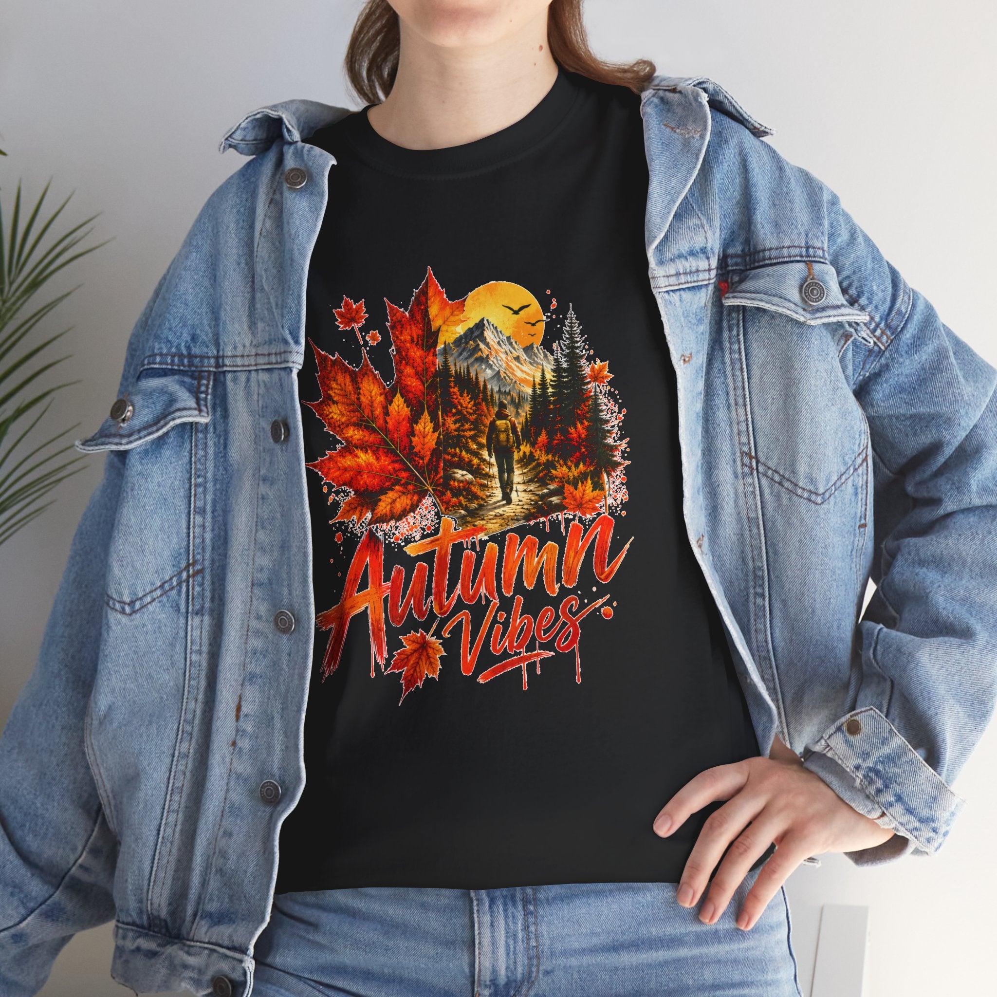 Autumn Vibes Shirt Fall Graphic Tee Colorful Leaves Nature T Shirt Cozy Fall Outfit
