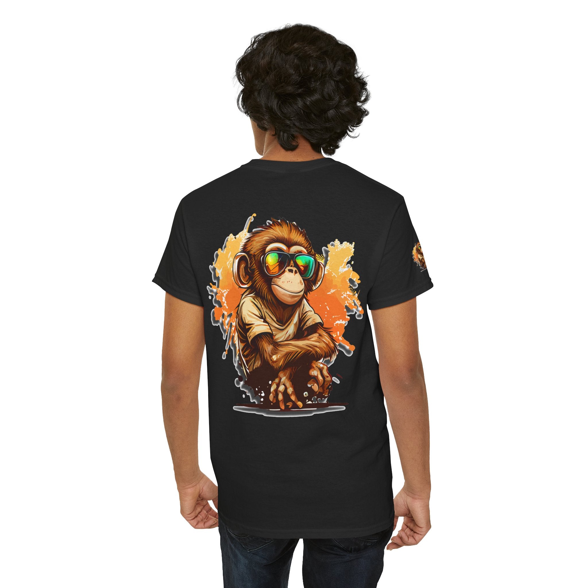 Cool Monkey T-Shirt Front Back Print | Funny Chimp Sunglasses Tee | Streetwear Graphic Shirt | Unisex Trendy Gift