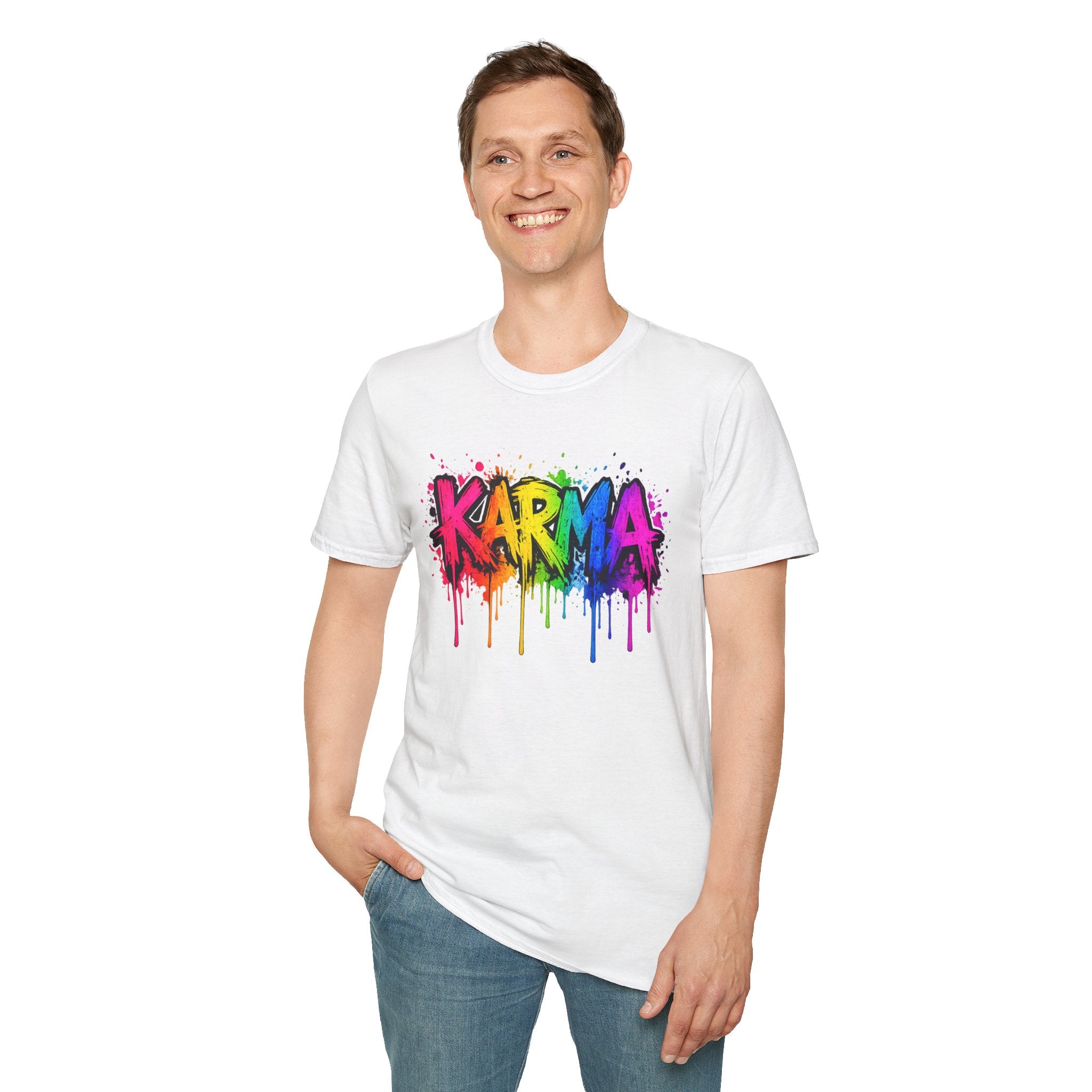 Karma Rainbow Drip Shirt, Funny Graphic Tee, Colorful Streetwear T-Shirt, Unisex Casual Tee, Gift Idea