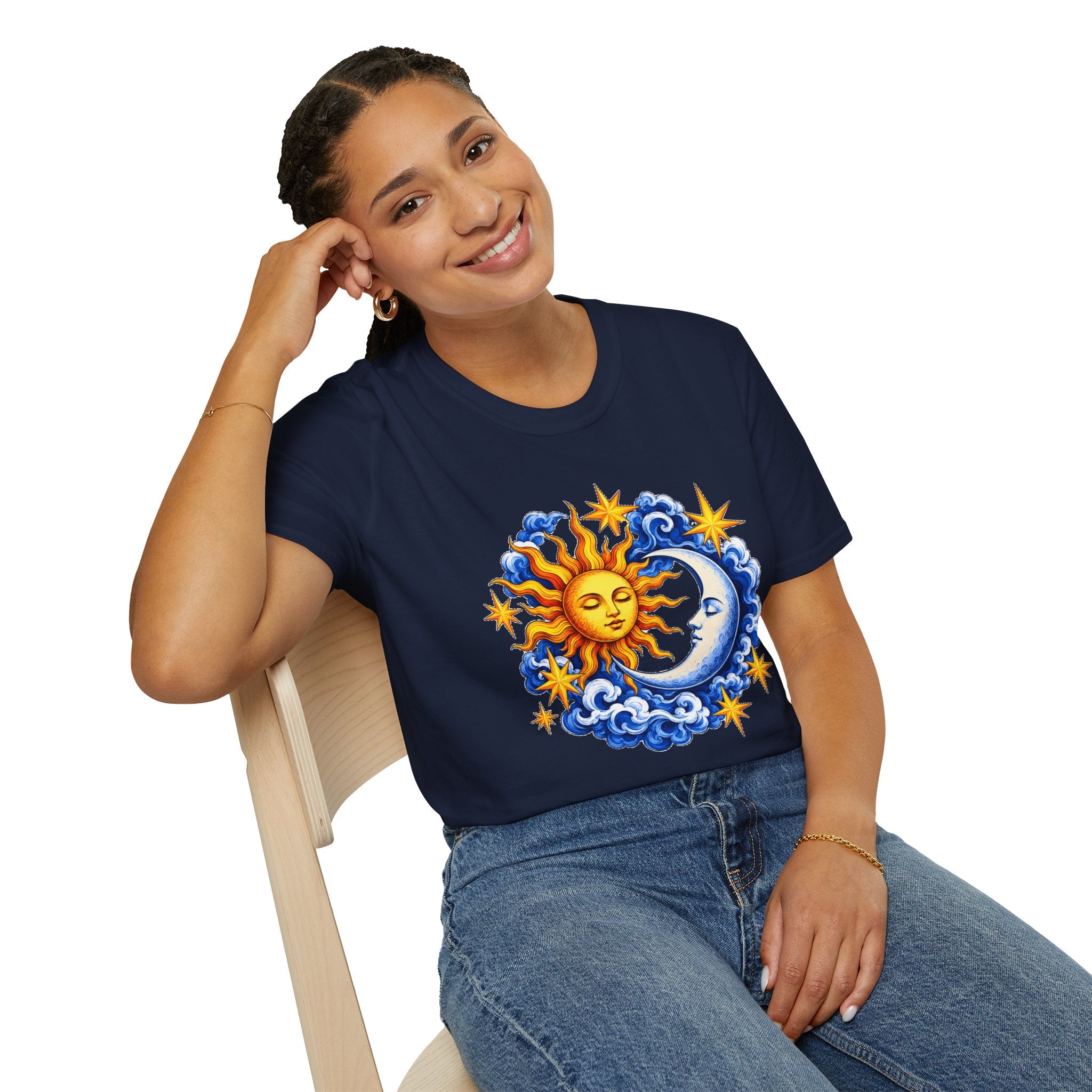 Sun and Moon Graphic T-Shirt — Celestial Boho Solar Lunar Tee
