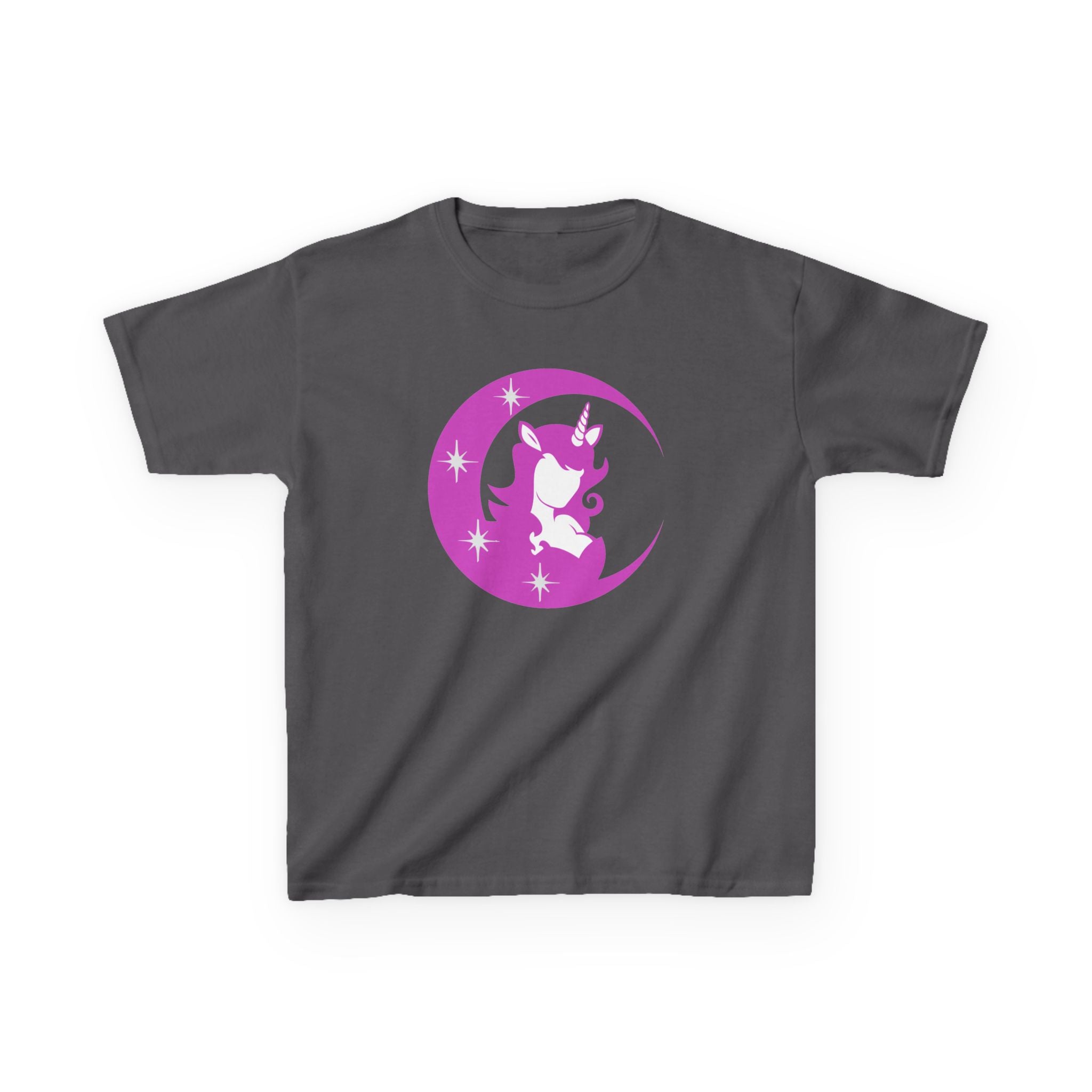 Kids T-Shirt — Pink Unicorn Moon Graphic Tee for Girls