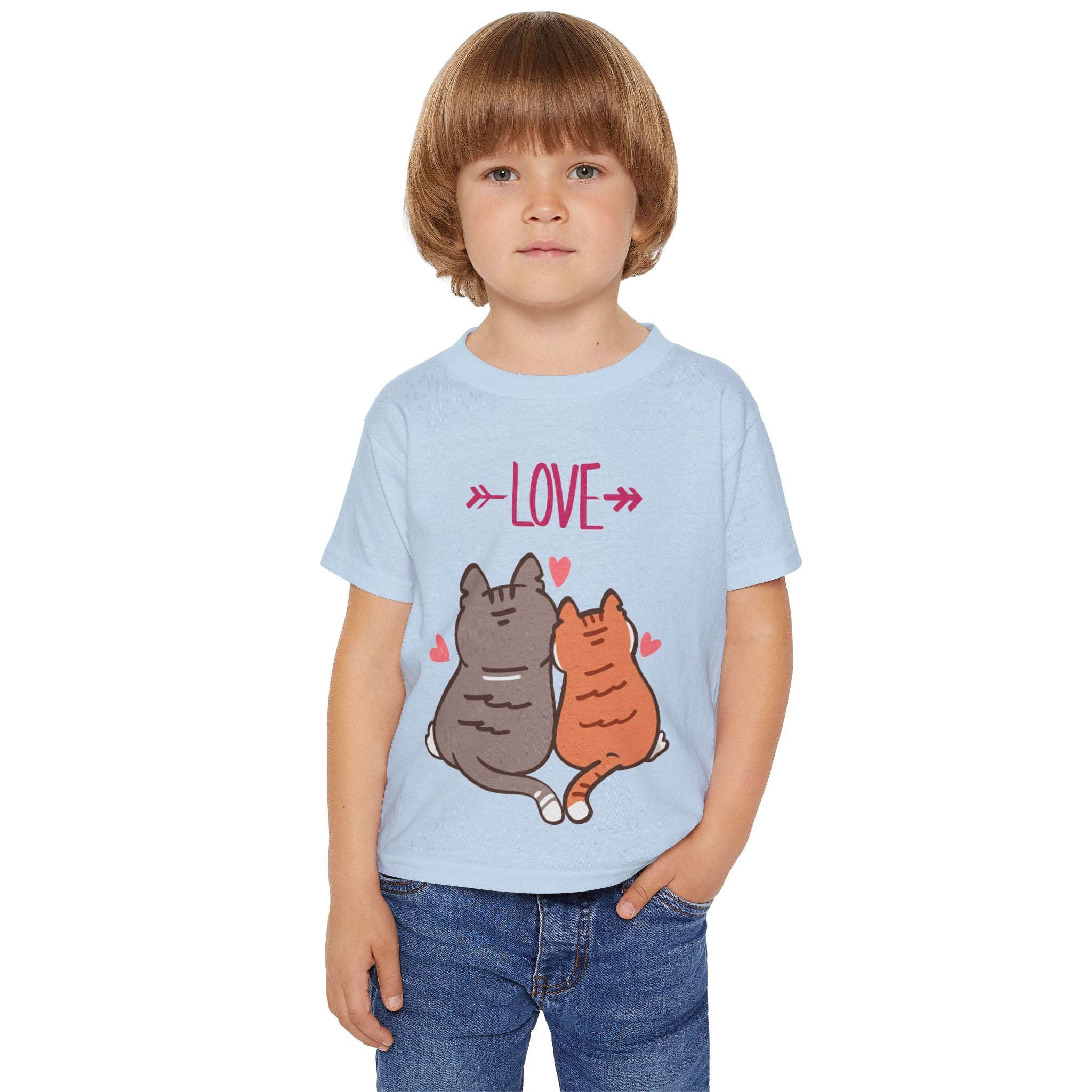 Cute Toddler Cat Shirt, Kids Valentine Shirt, Love Cats T-Shirt for Boys Girls, Matching Siblings Outfit, Kids Cute Animal Tee, Gift for Kids