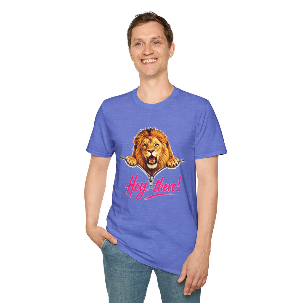 Lion Graphic Tee, Hey There Lion Shirt, Cute Roaring Lion T-Shirt, Funny Animal Graphic Tee, Unisex Casual Shirt