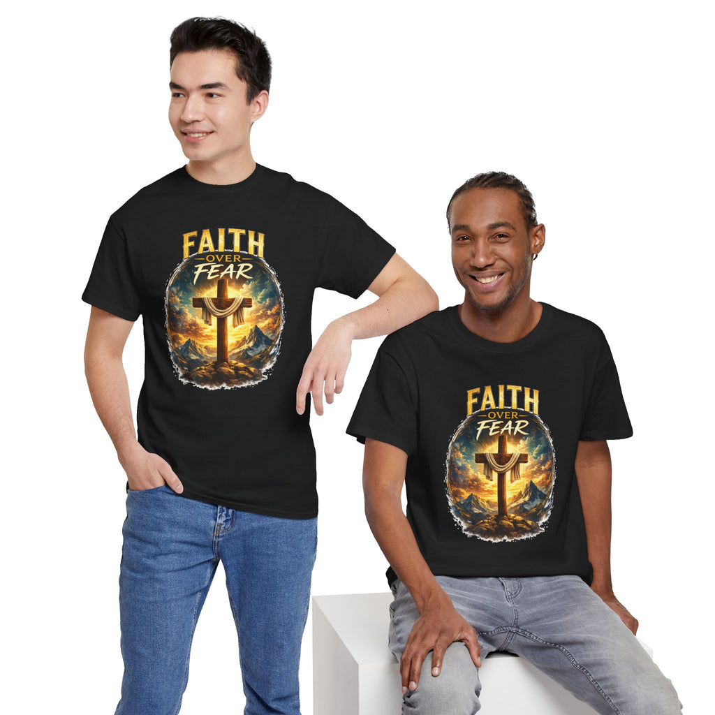 Faith Over Fear Christian T-Shirt | Cross Graphic Tee | Jesus Faith Shirt | Religious Unisex Shirt | Christian Gift for Men & Women