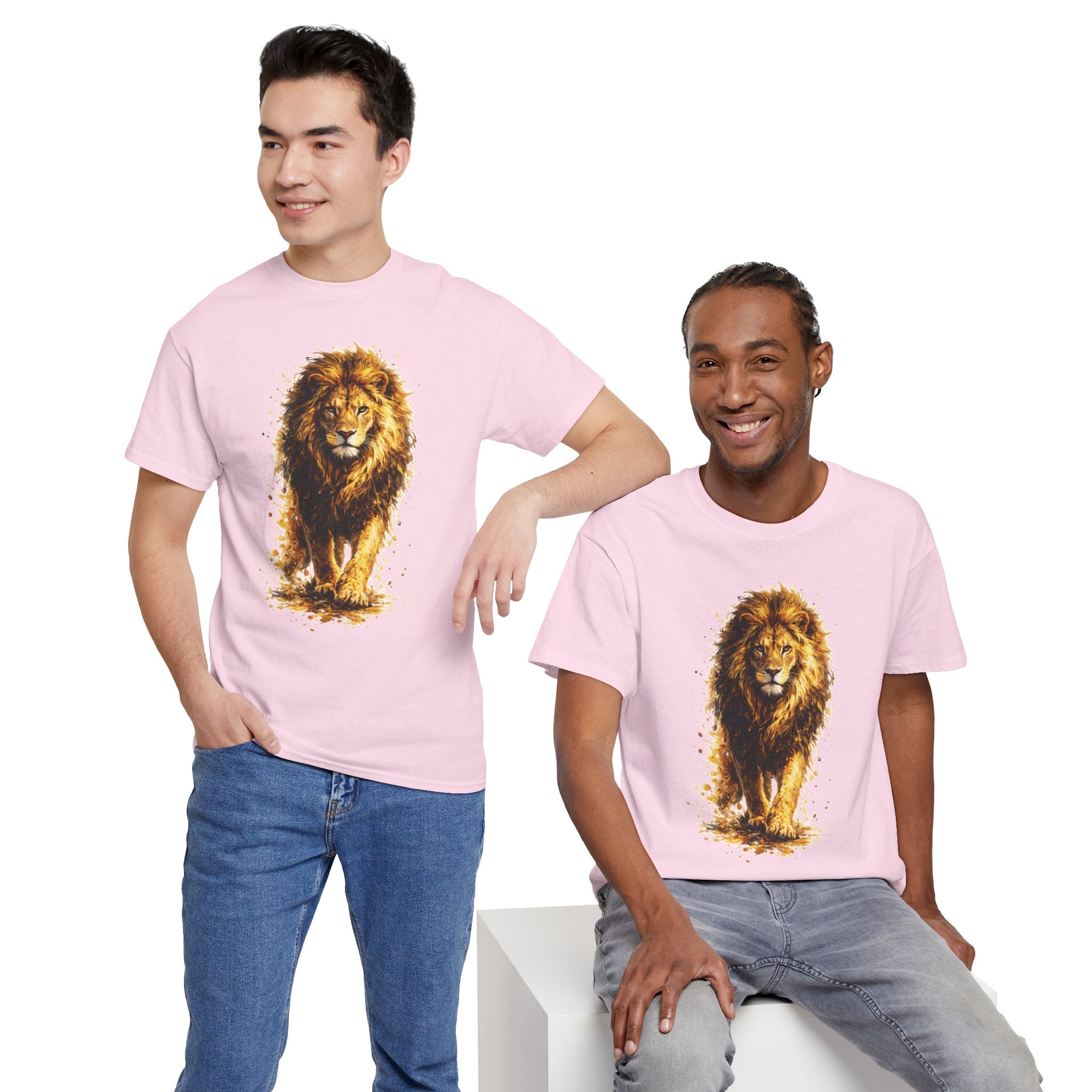 Lion Graphic T-Shirt, Majestic Walking Lion Tee, Watercolor Wildlife Shirt, Unisex Animal Graphic Tee, Lion Lover Gift, Nature Art Shirt