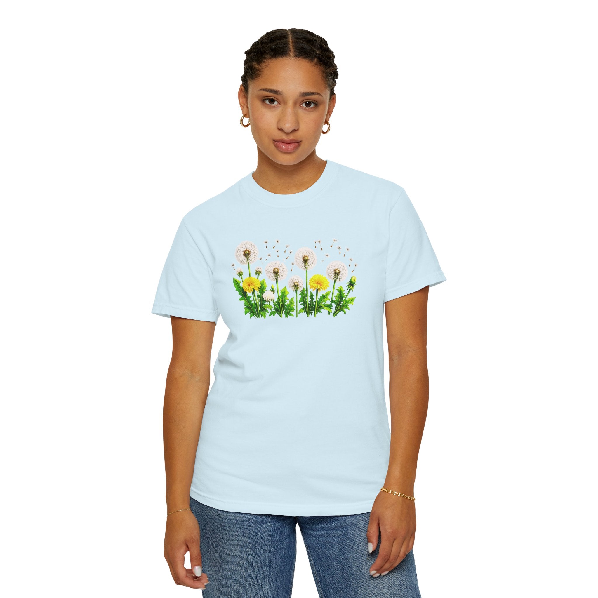 Dandelion Flower Shirt, Wildflower T-Shirt for Women, Botanical Graphic Tee, Spring Garden Shirt, Comfort Colors 1717