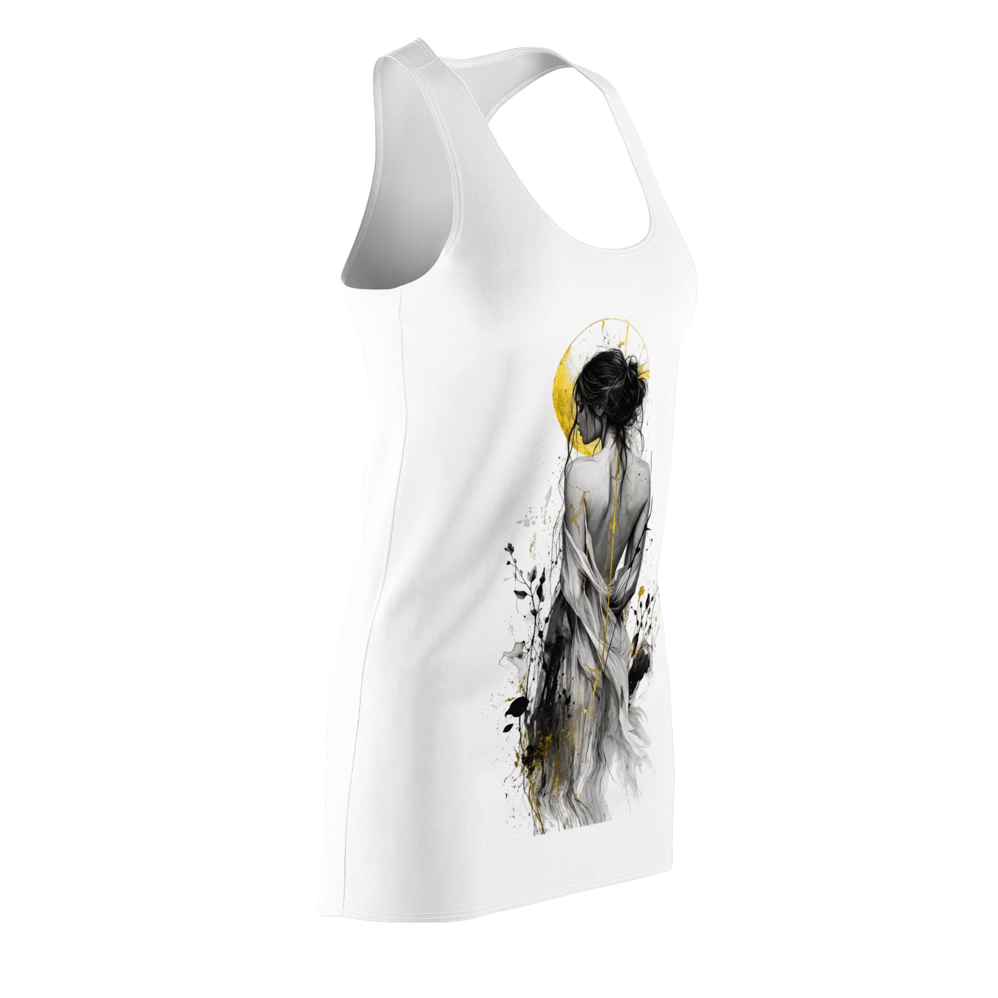 Boho Minimalist Woman Dress | Artistic Print Summer Tank Dress