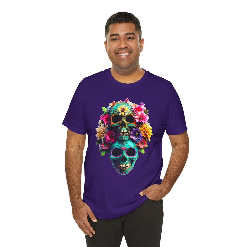 Floral Skull T-Shirt, Day of the Dead Shirt, Sugar Skull Graphic Tee, Colorful Skull Tee, Gothic Floral Shirt