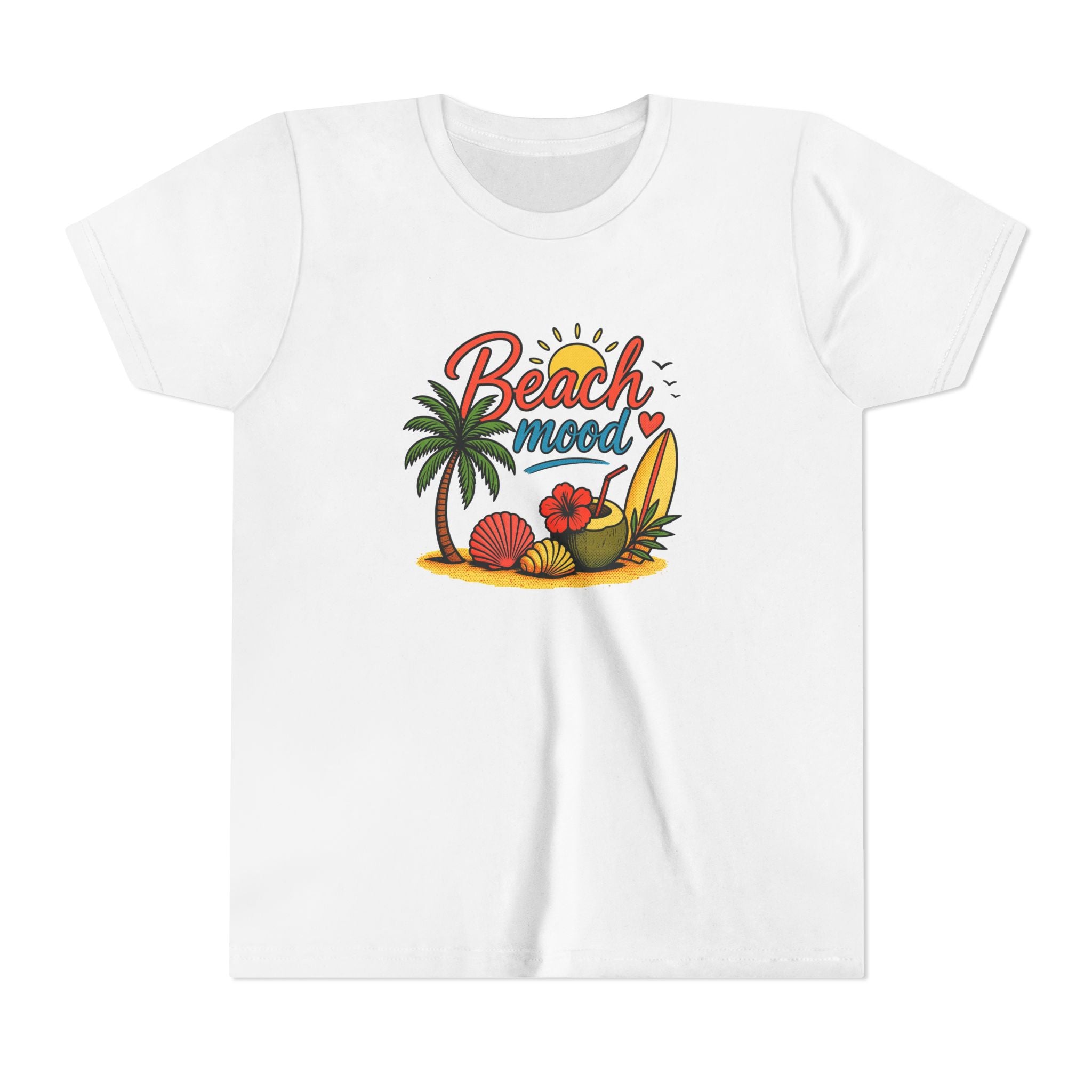 Youth T-Shirt – "Beach Mood" Surf & Palm Tree Summer Tee