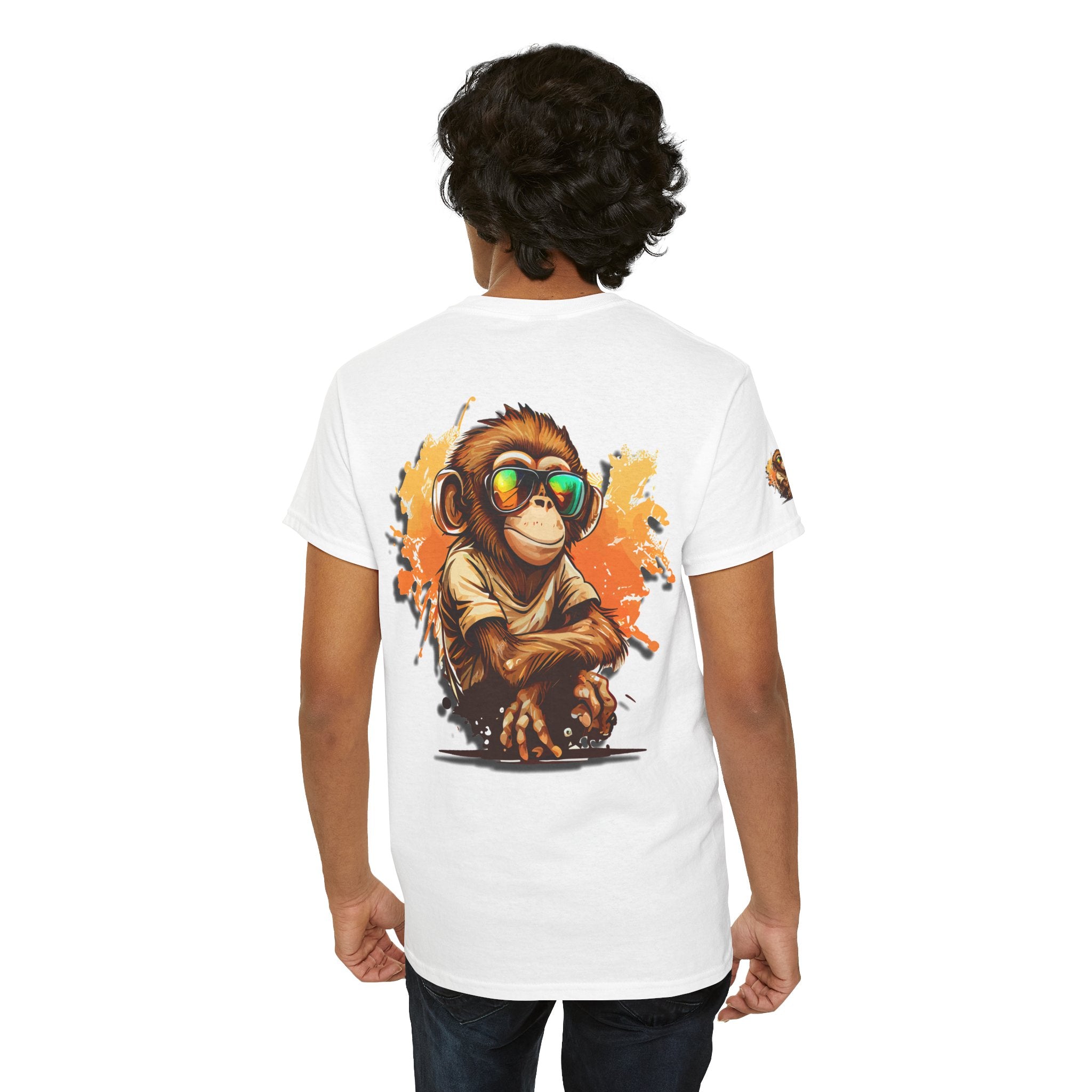Cool Monkey T-Shirt Front Back Print | Funny Chimp Sunglasses Tee | Streetwear Graphic Shirt | Unisex Trendy Gift