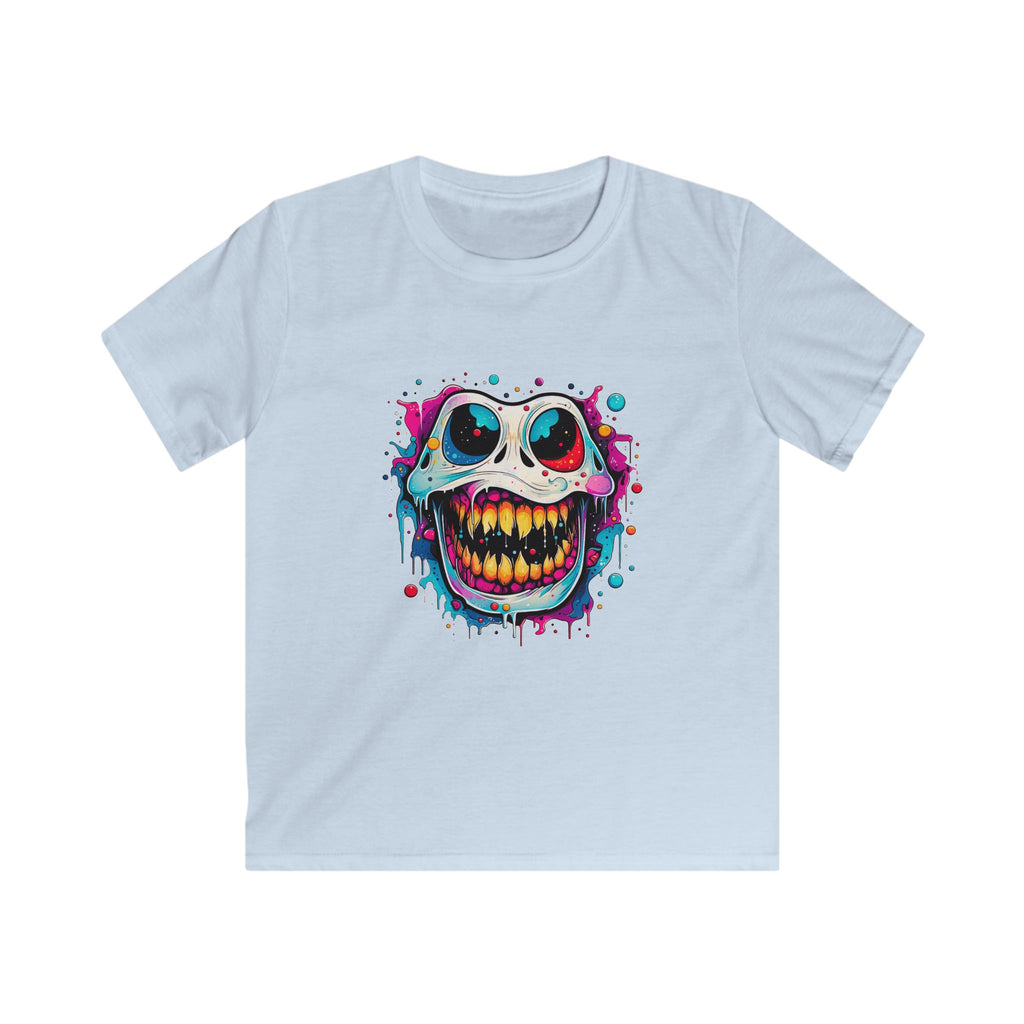 Kids Skull Smile Tee - Colorful Dripping Grin Graphic Shirt for Halloween and Everyday