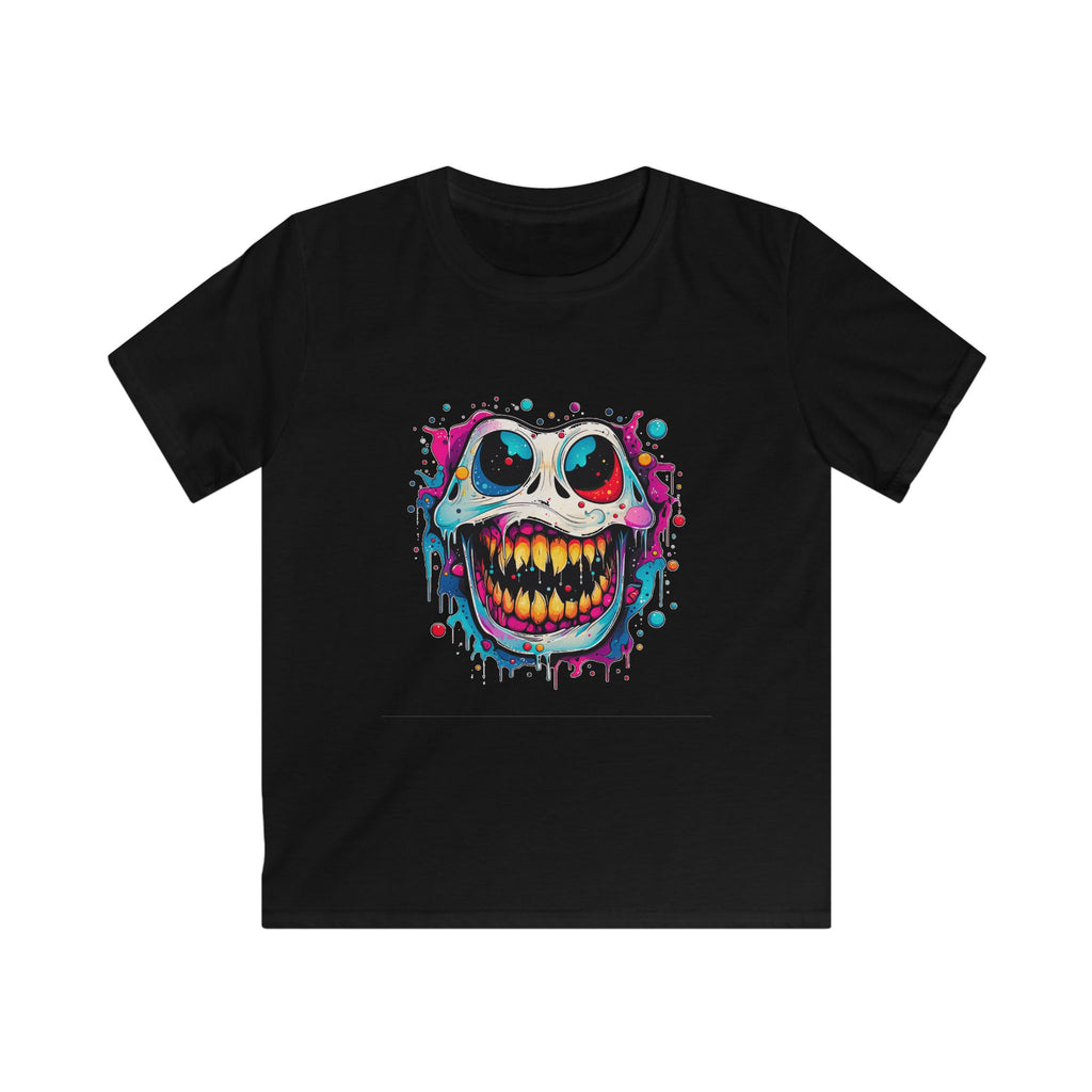 Kids Skull Smile Tee - Colorful Dripping Grin Graphic Shirt for Halloween and Everyday