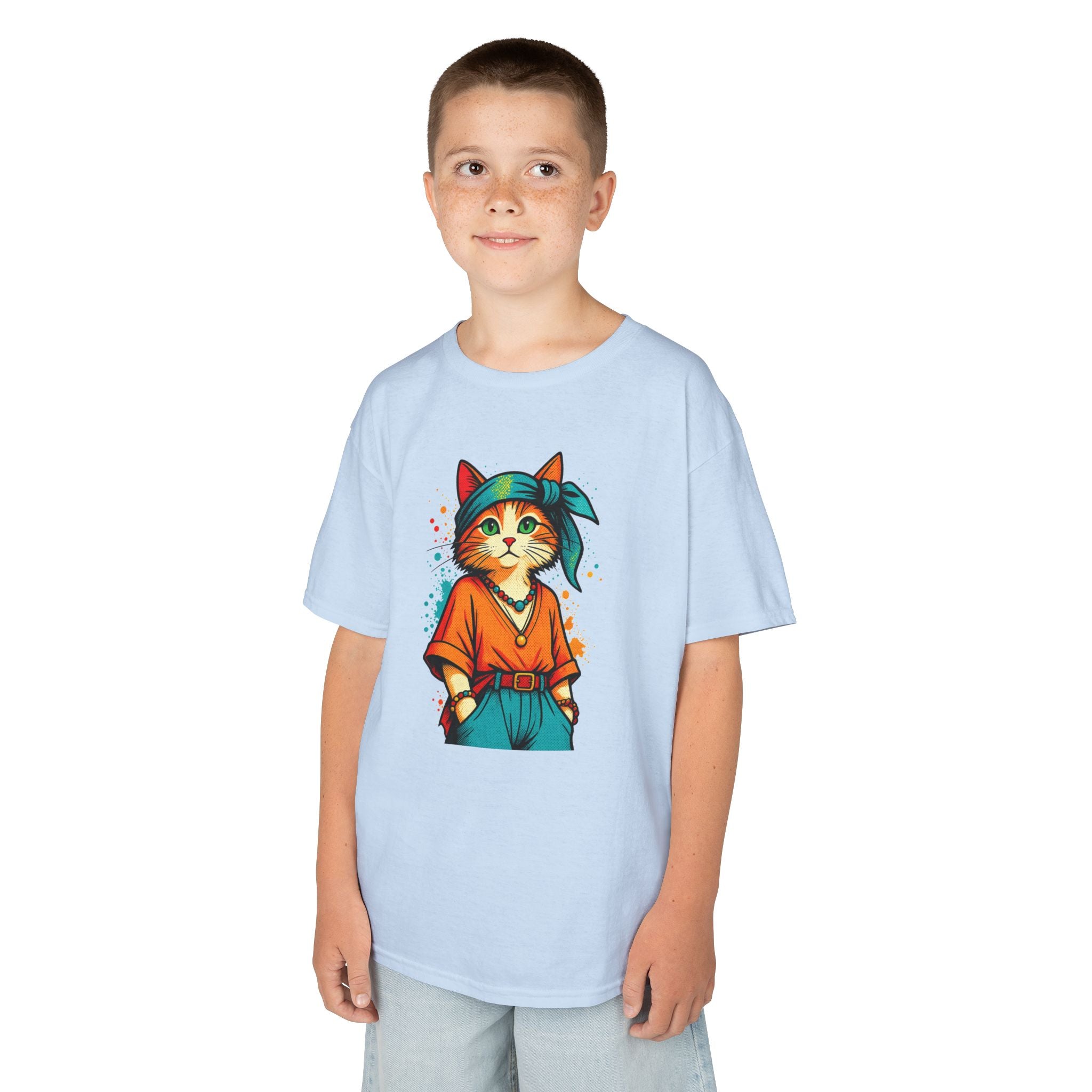 Kid's Retro Cat Tee — Cool Cat Graphic Shirt for Kids