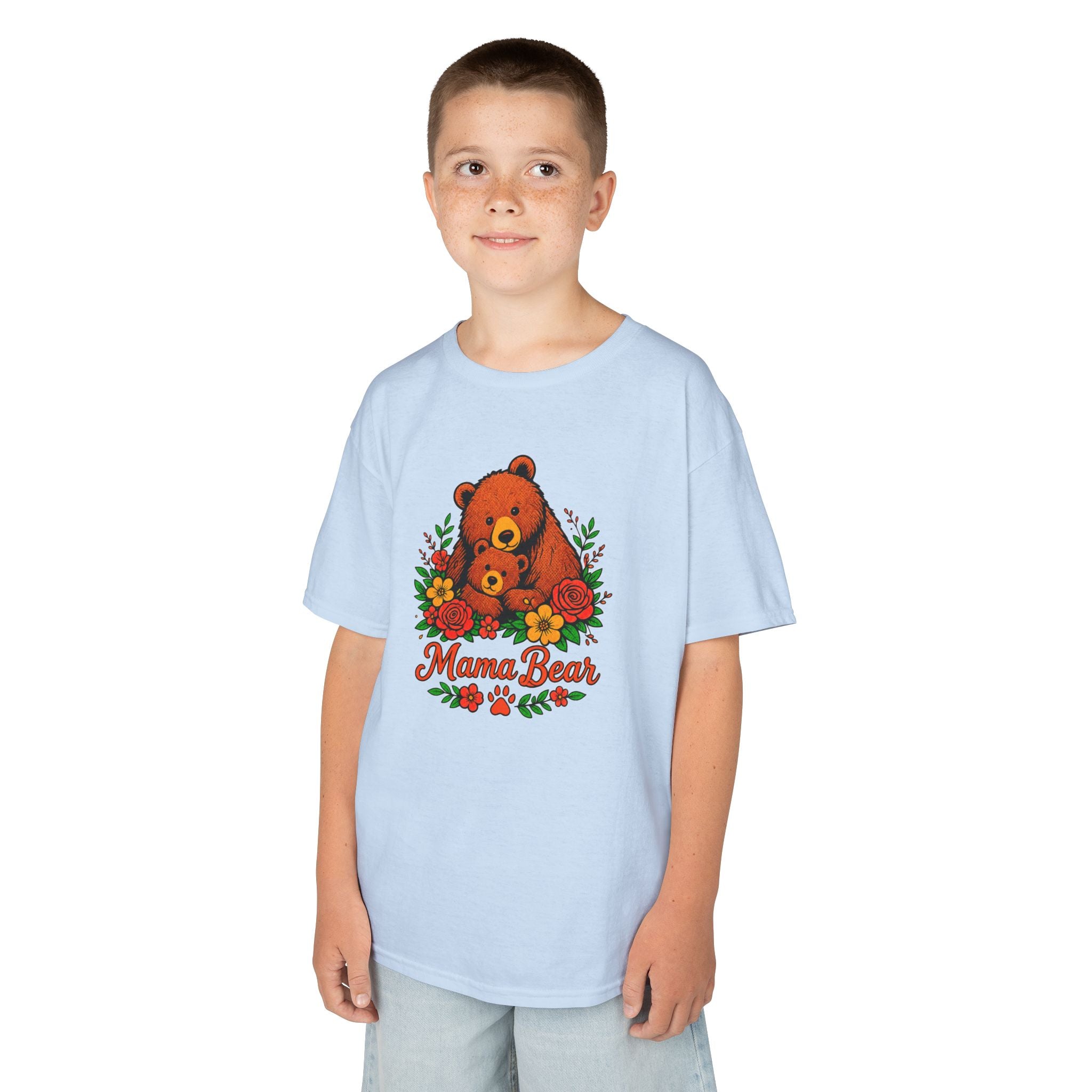 Kids T-Shirt — 'Mama Bear' Cute Floral Bear Graphic