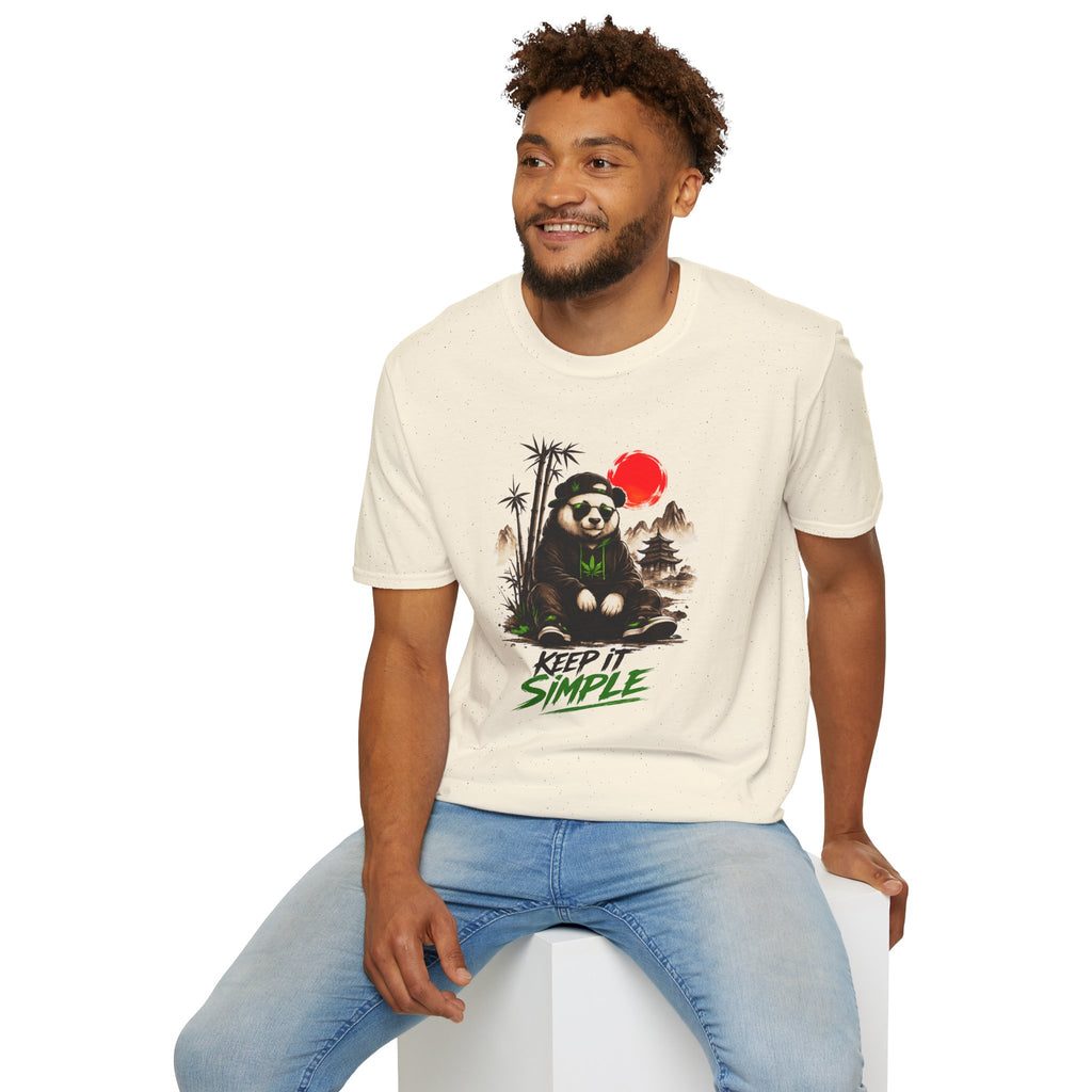 Panda Zen T-Shirt — Scenic Bamboo Bear with Red Sun