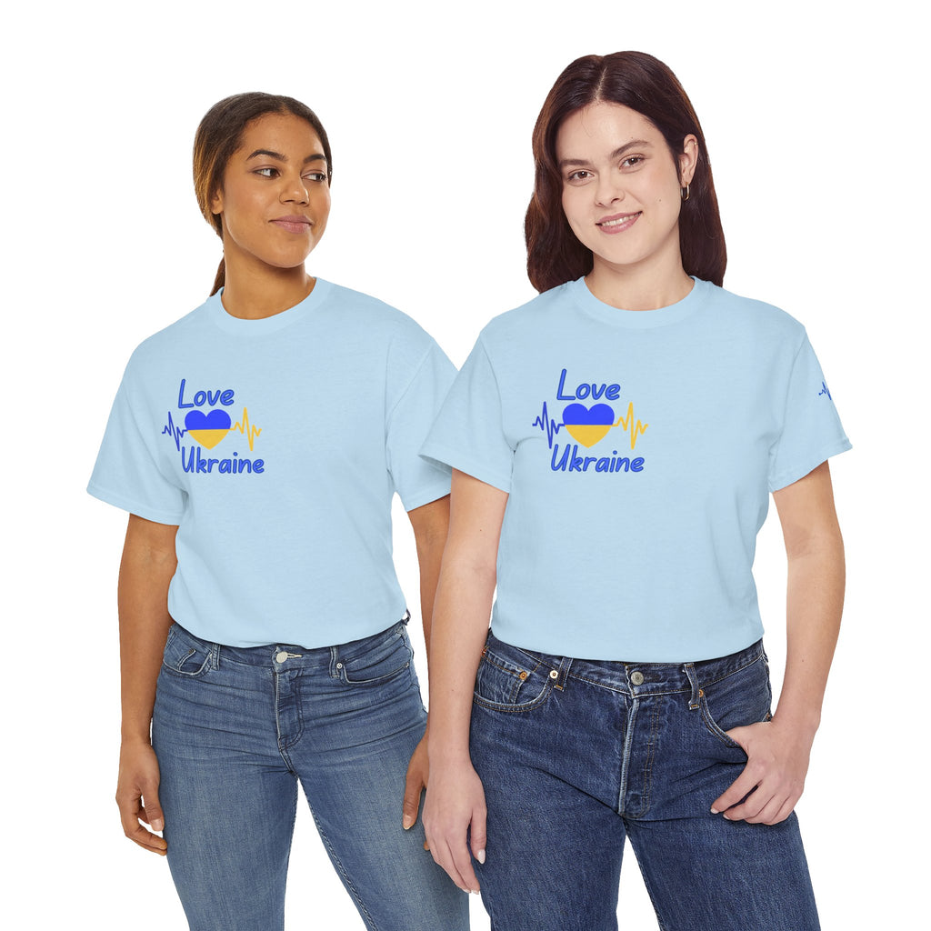 Love Ukraine T-Shirt — Heartbeat Flag Design
