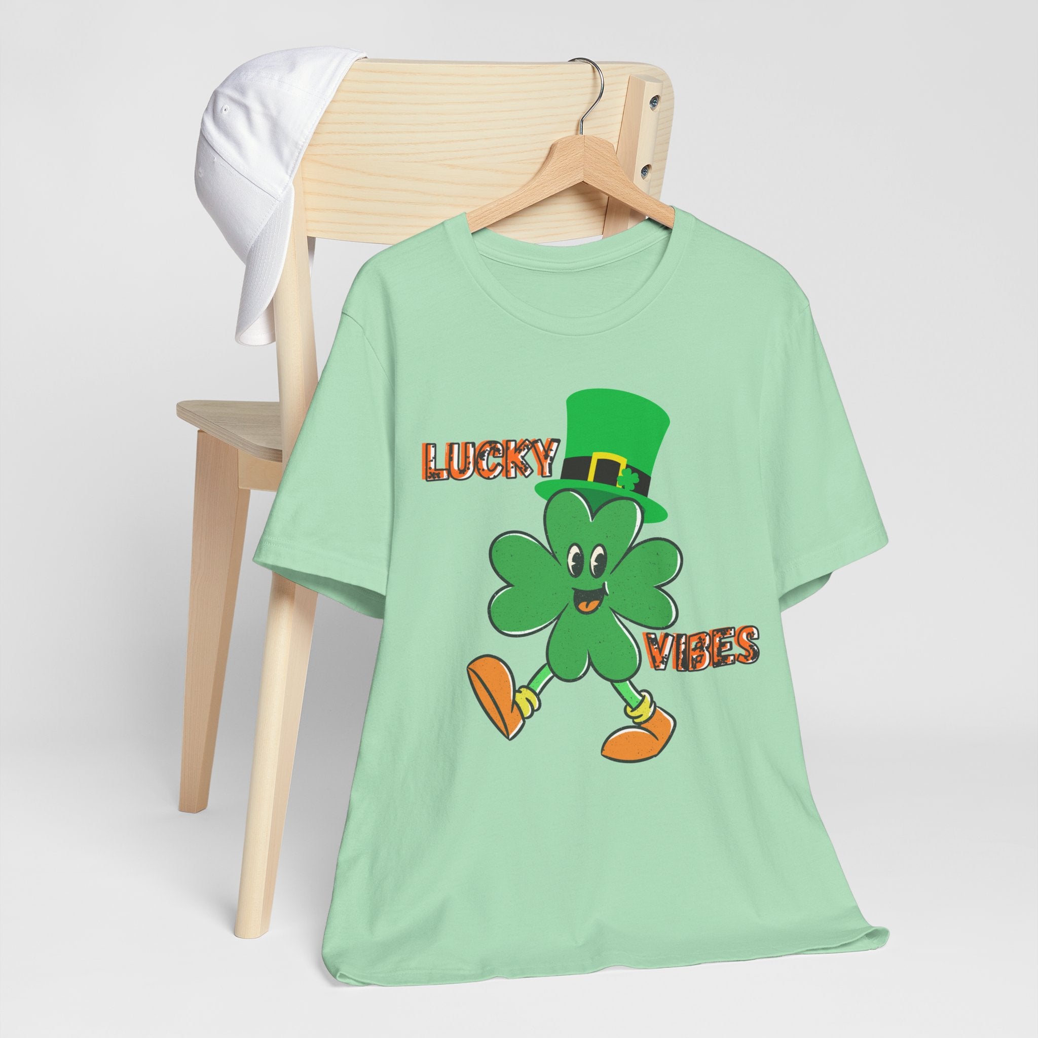 Lucky Vibes Saint Patrick's Day T-Shirt — Walking Shamrock Graphic Tee