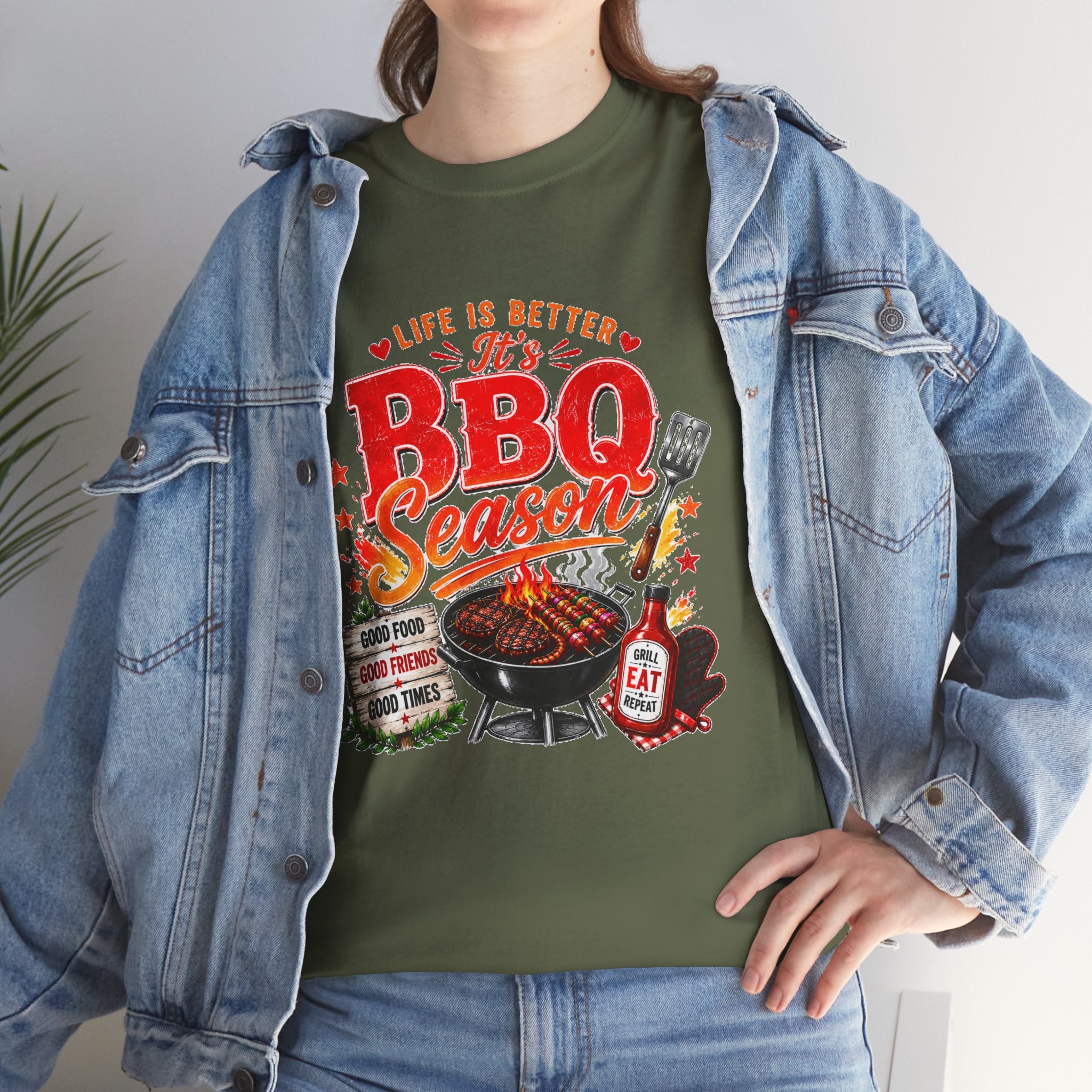 BBQ Season T-Shirt | Life Is Better It's BBQ Season Tee | Funny Grill Shirt | Summer Cookout Shirt | Barbecue Lover Gift | Backyard BBQ Tee