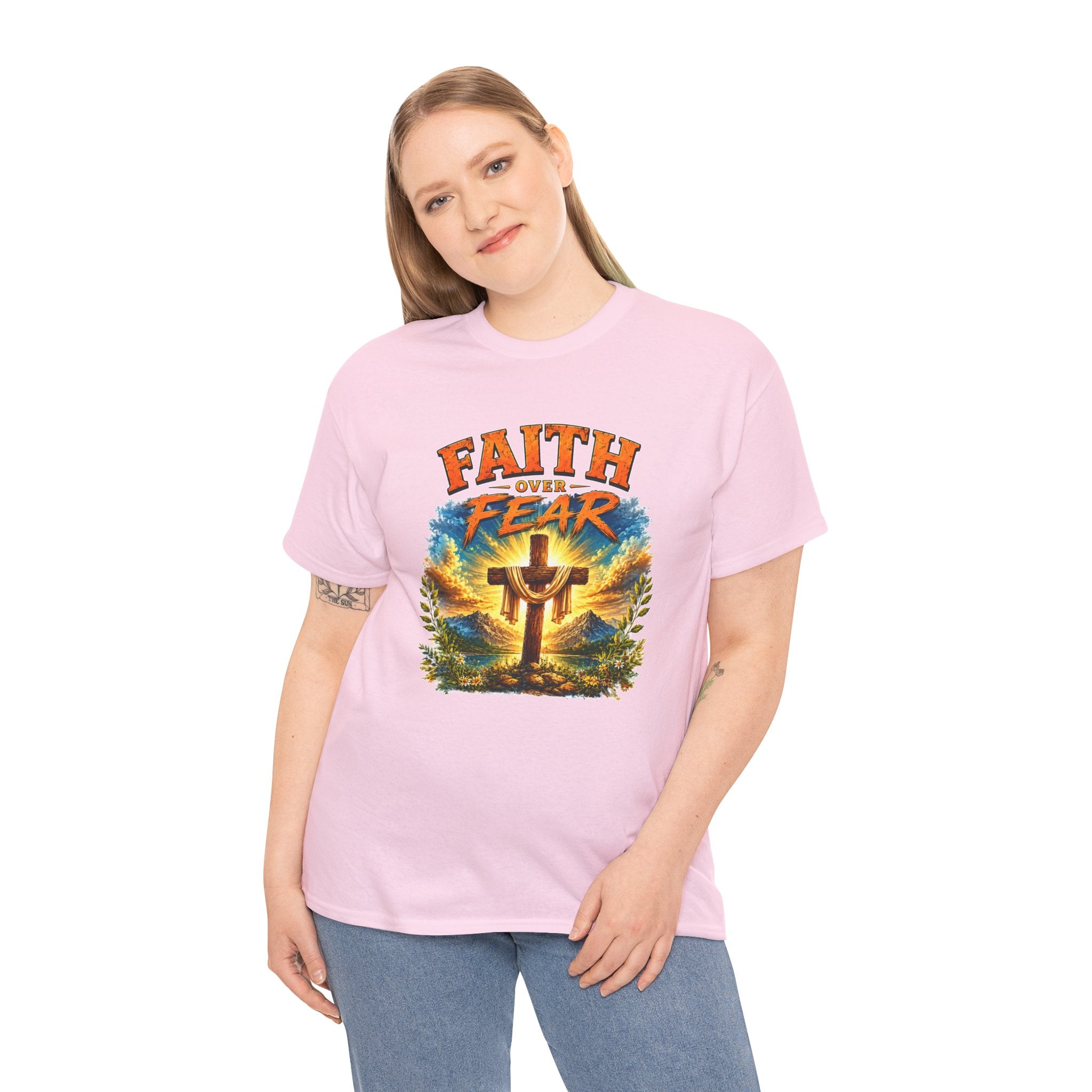 Faith Over Fear Christian T-Shirt | Cross Graphic Tee | Religious Unisex Shirt | Christian Gift