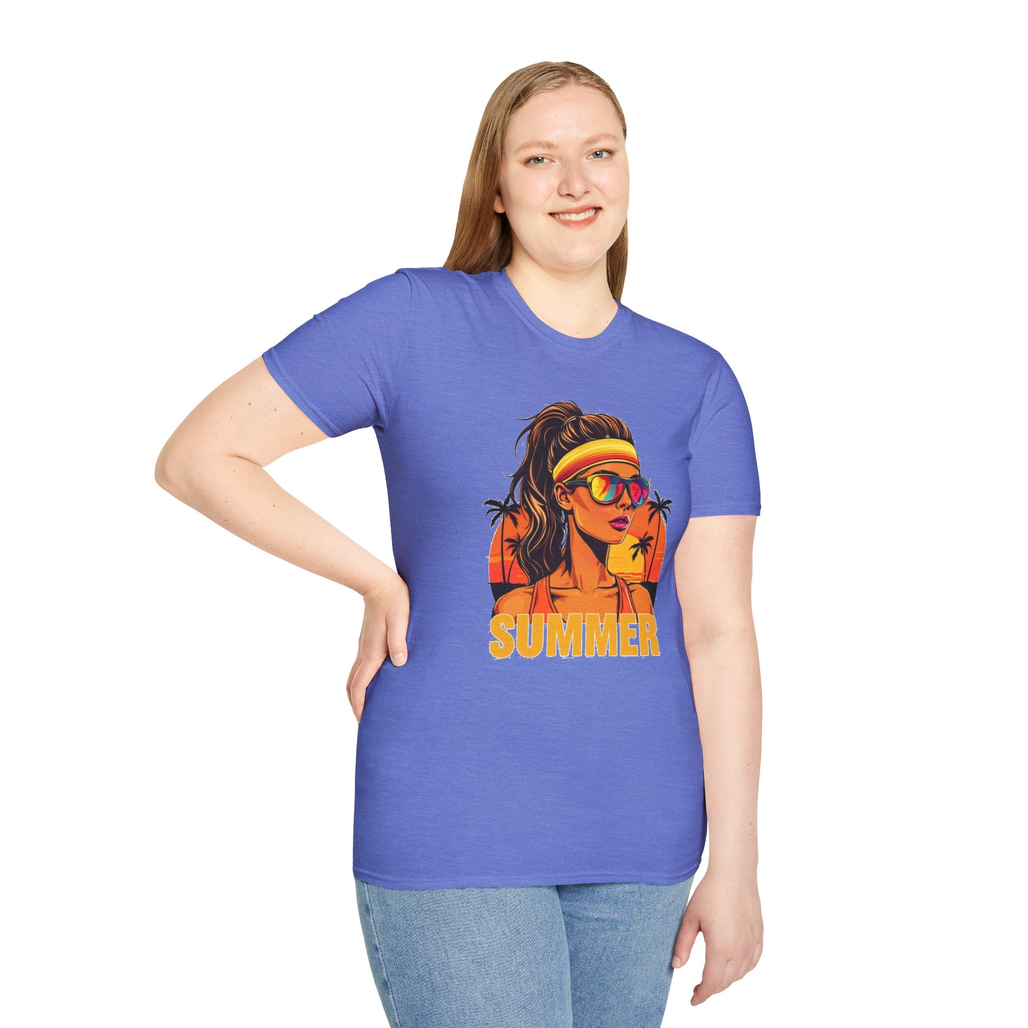 Summer Retro Graphic T-Shirt — 'SUMMER' Beach Babe Palm Tree Tee