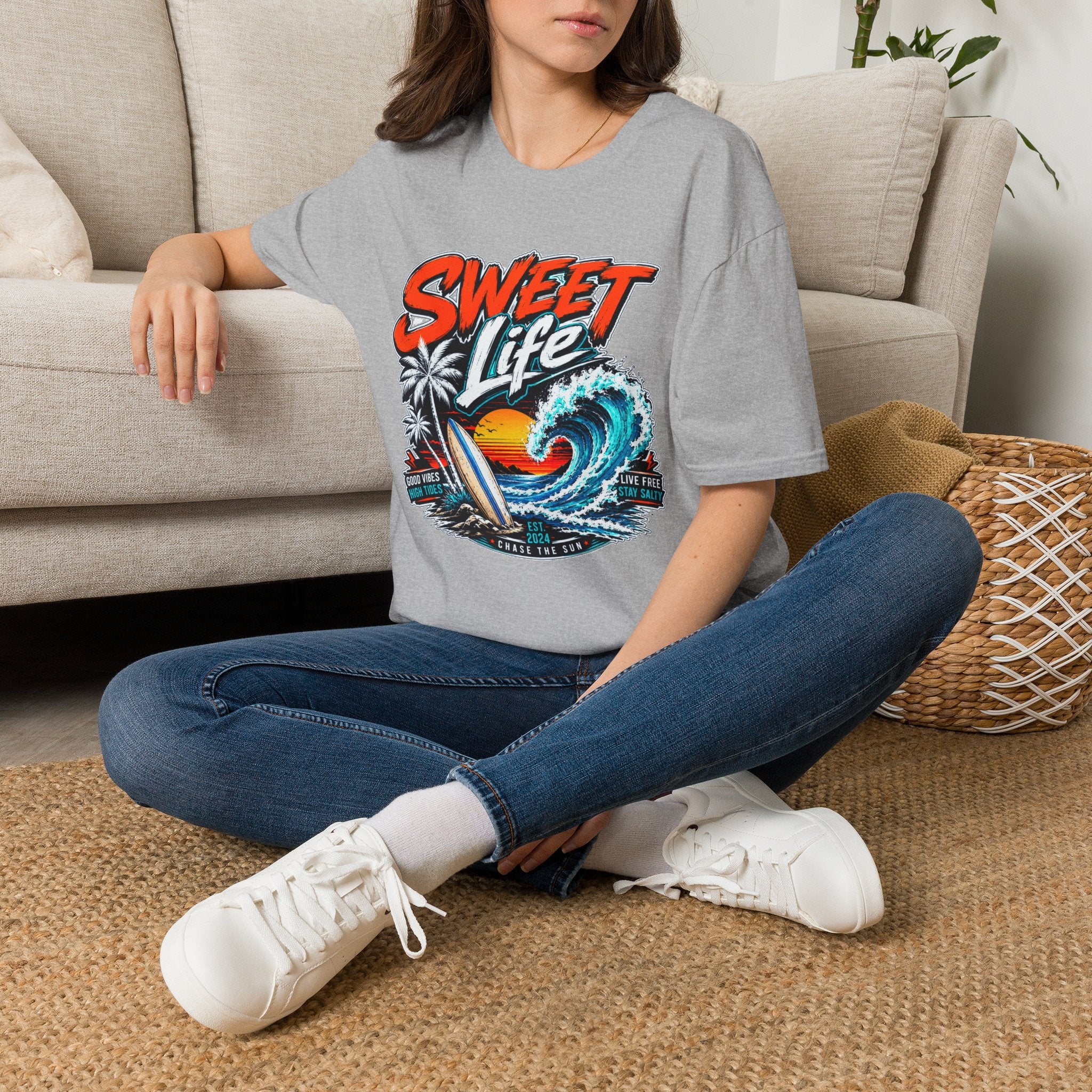 Vintage Beach T-Shirt, Sweet Life Surf Tee, Coastal Summer Graphic Shirt