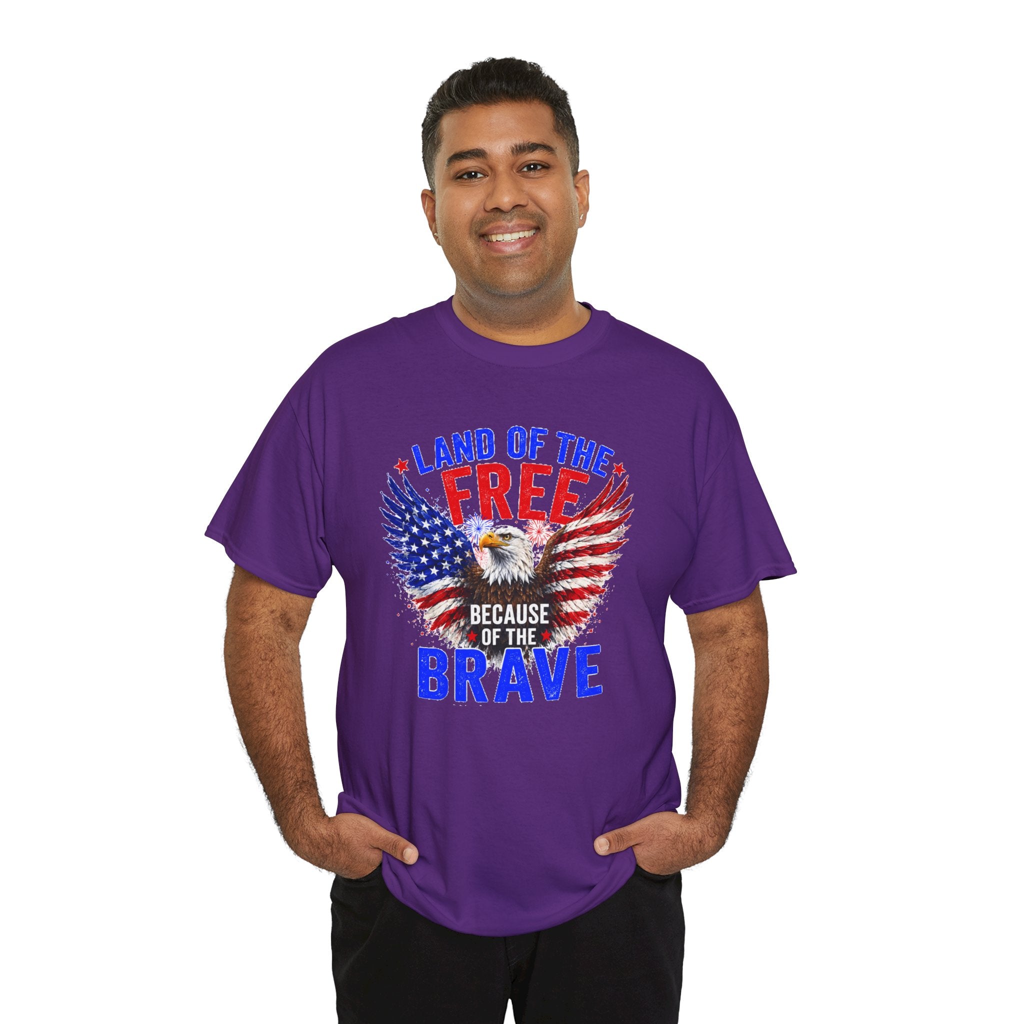 Land of the Free Because of the Brave Shirt, Patriotic Eagle T-Shirt, American Flag Tee, 4th of July Shirt, Veteran Gift, USA Pride Tee