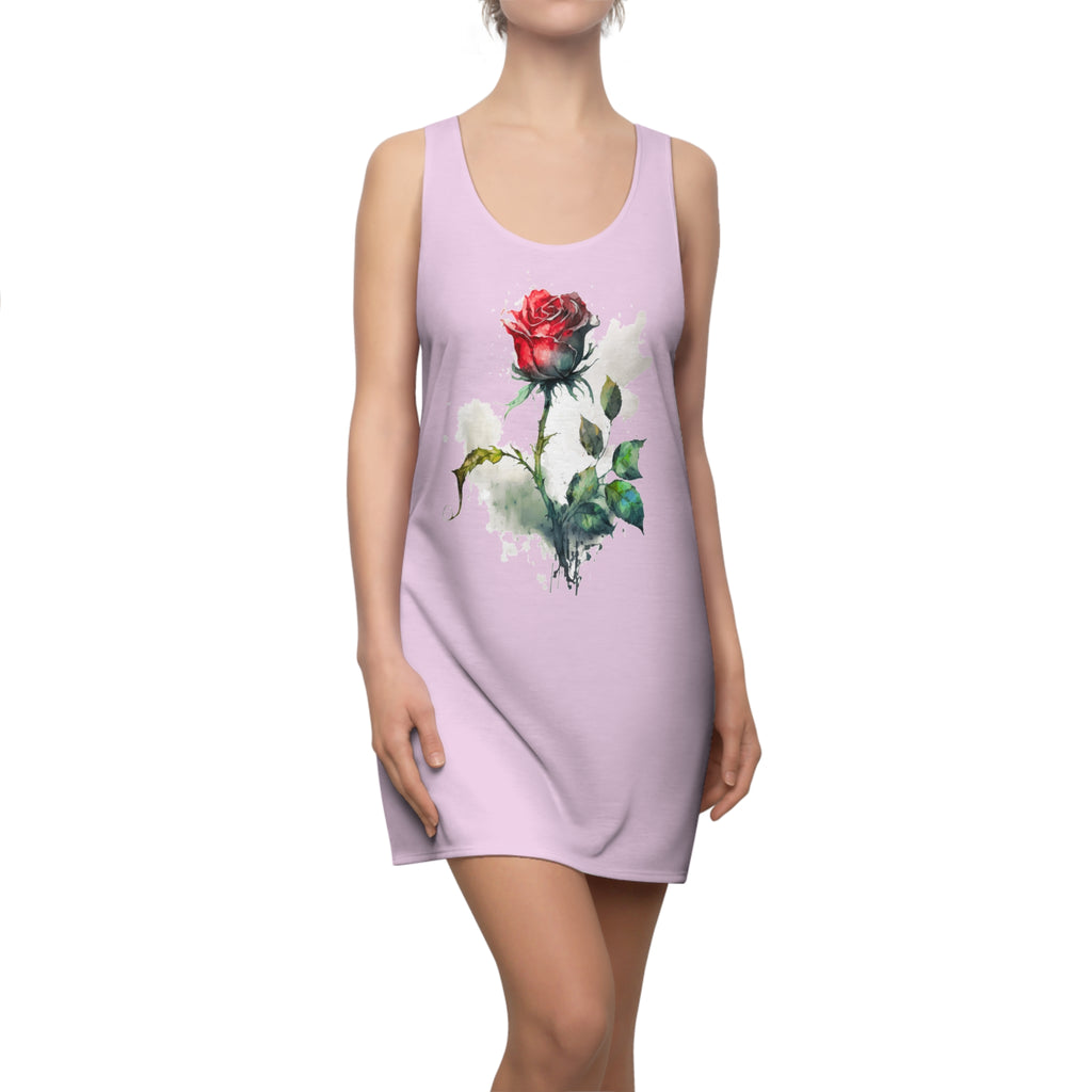 Floral Watercolor Rose Racerback Dress