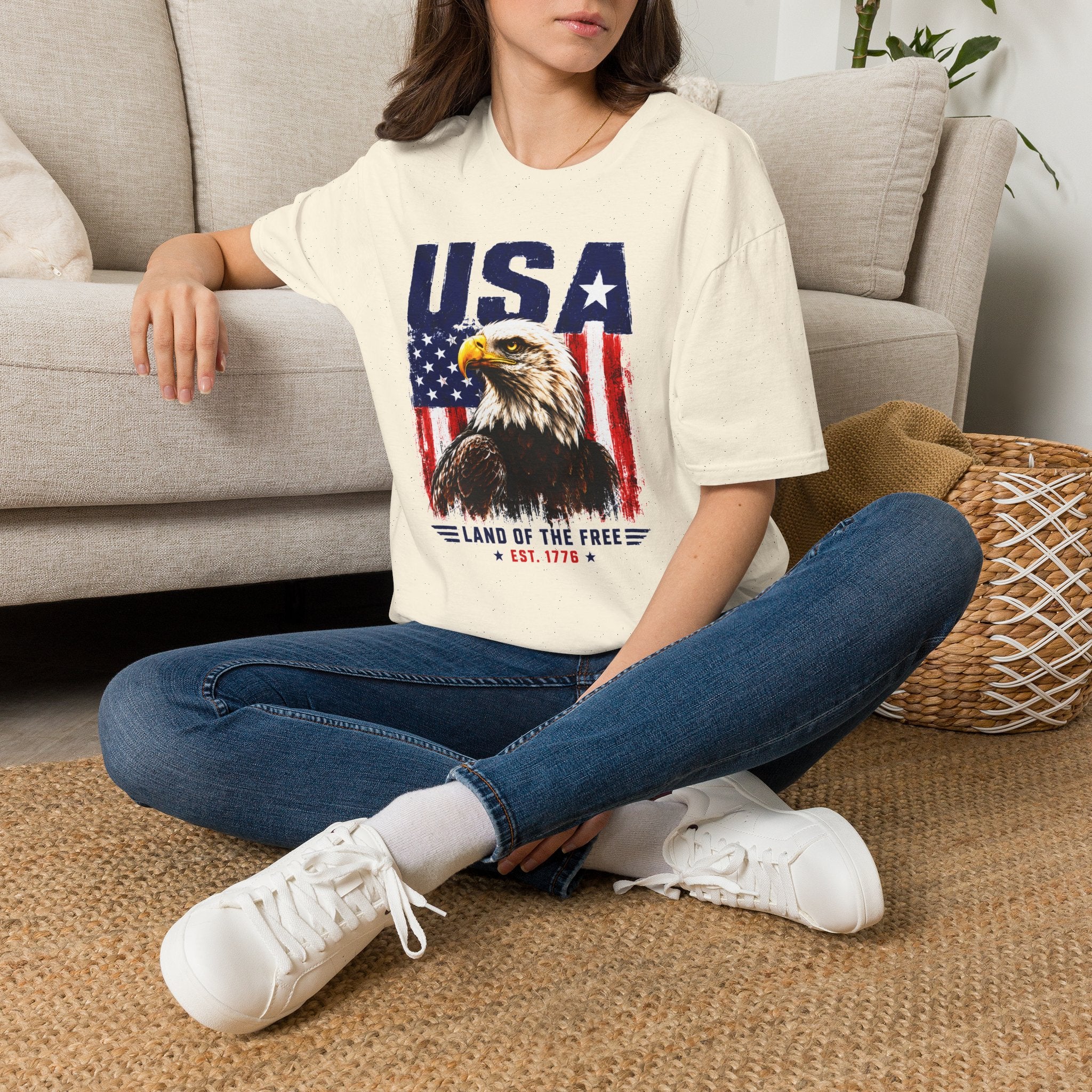 USA Eagle T-Shirt — Patriotic American Flag Graphic Tee (Land of the Free)