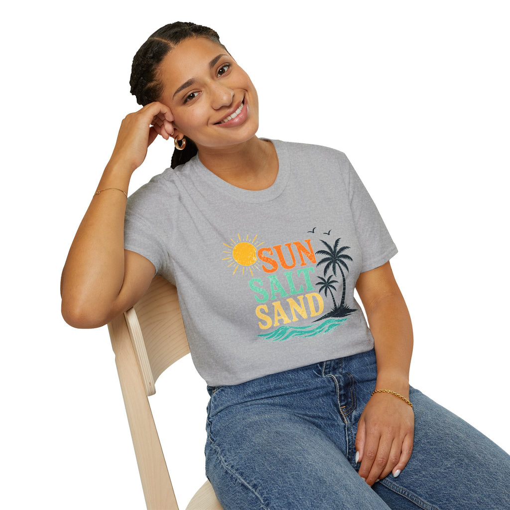Sun Salt Sand Beach T-Shirt — Palm Tree Summer Vacation Tee