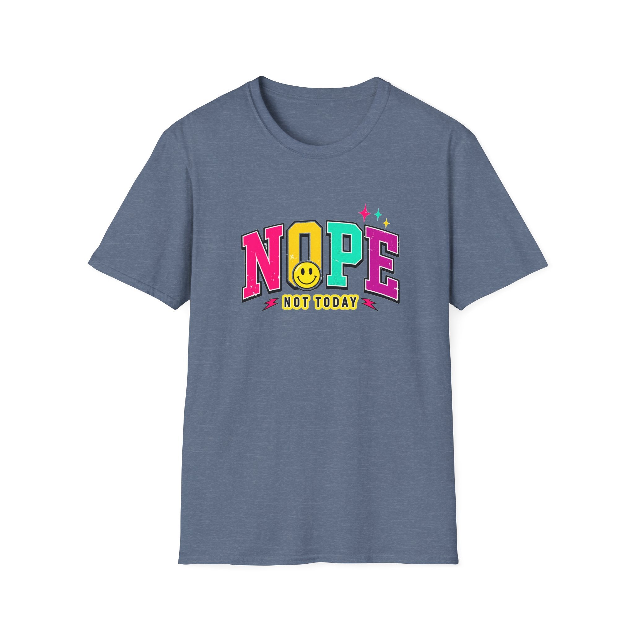 Nope Not Today T-Shirt — Retro Colorful Graphic Tee with Smiley