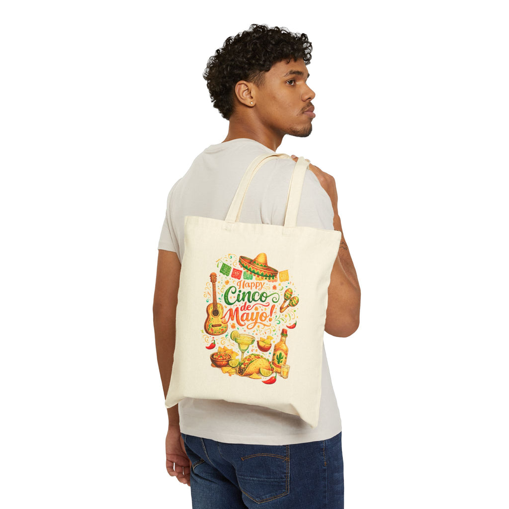 Cinco de Mayo Canvas Tote Bag — Festive Mexican Fiesta Grocery & Market Bag