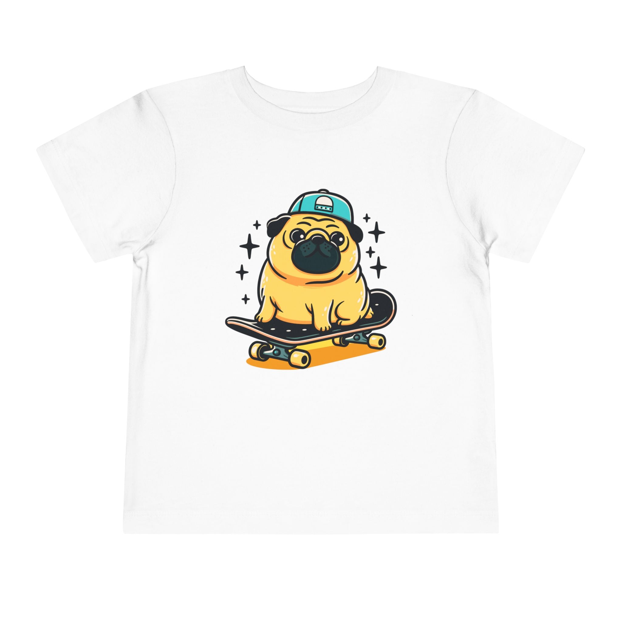 Toddler Tee — Cute Skateboarding Pug Graphic