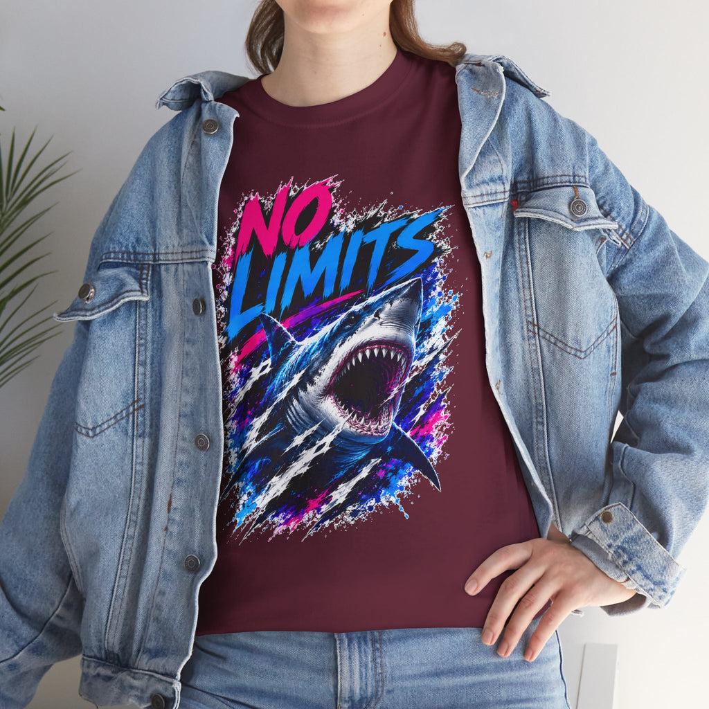 No Limits Shark T-Shirt | Great White Shark Graphic Tee | Unisex Streetwear Shirt | Ocean Lover Gift | Bold Shark Art Tee