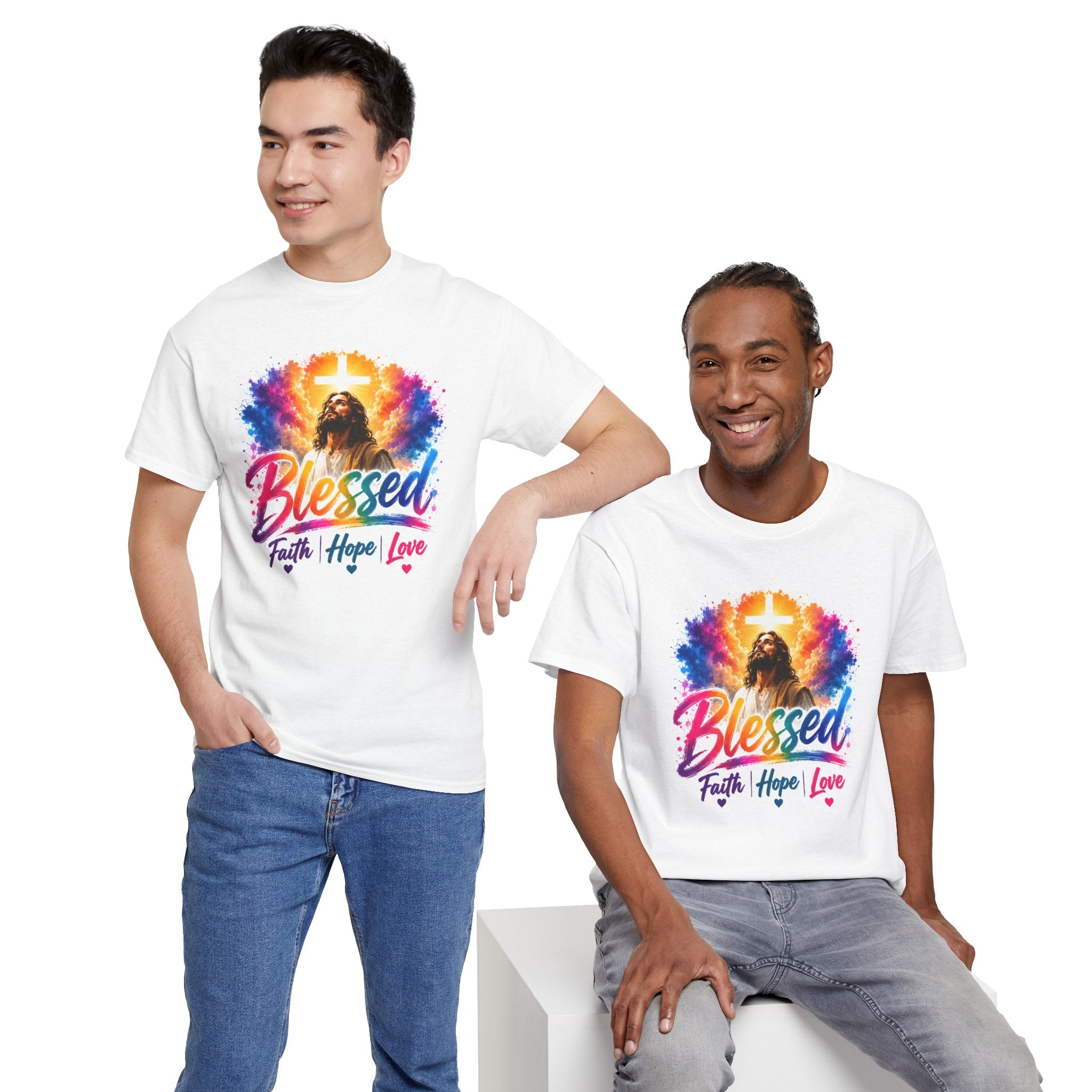 Blessed Faith Hope Love Shirt, Jesus Cross Christian Tee, Religious Gift, Colorful Faith Unisex T-Shirt