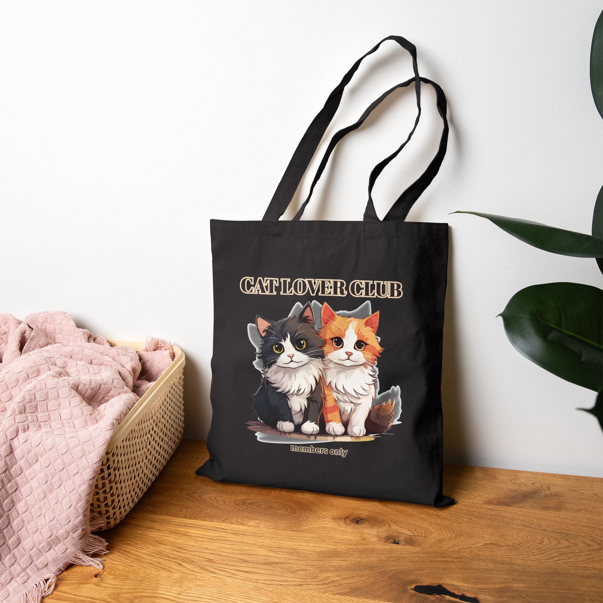 Cat Lover Club Canvas Tote Bag – Cute Kittens 'Members Only' Eco Shopper