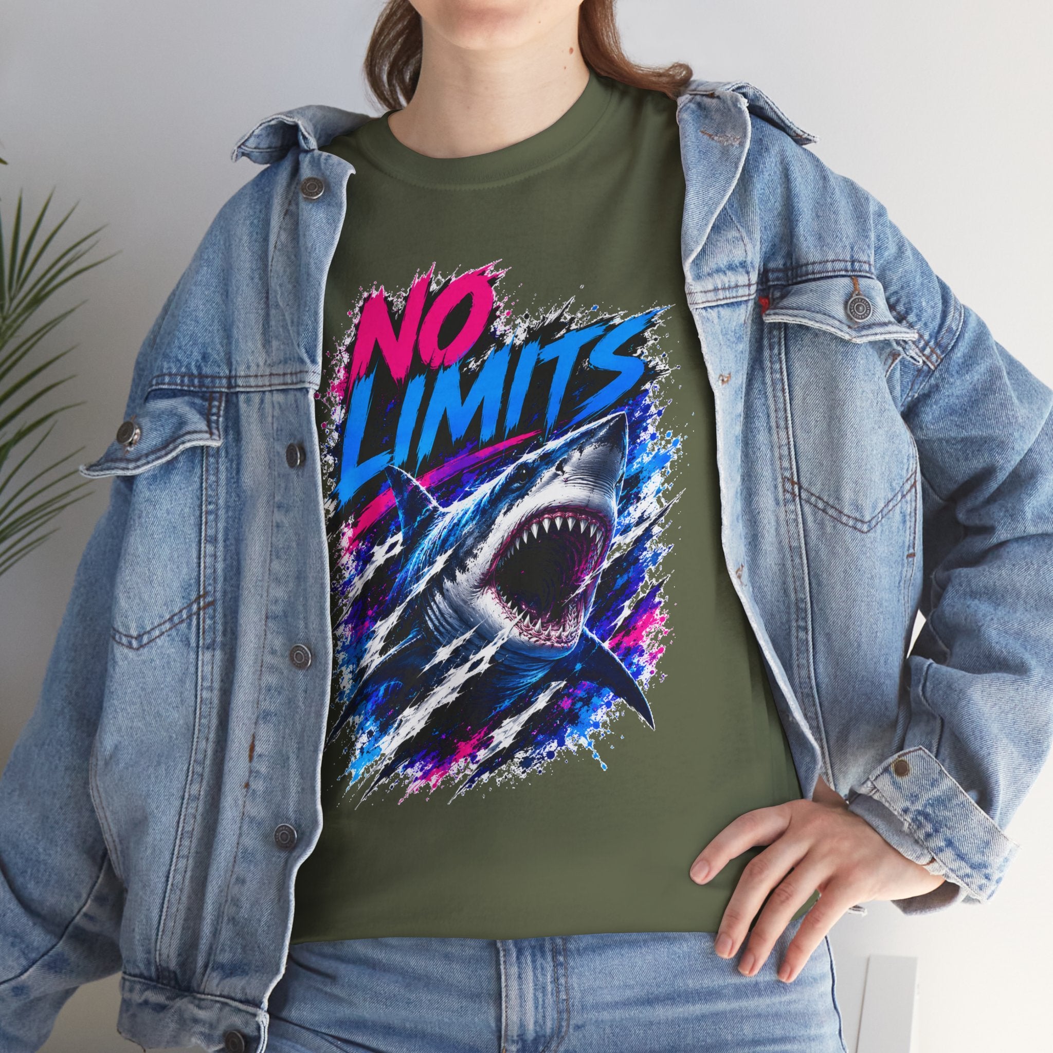 No Limits Shark T-Shirt | Great White Shark Graphic Tee | Unisex Streetwear Shirt | Ocean Lover Gift | Bold Shark Art Tee