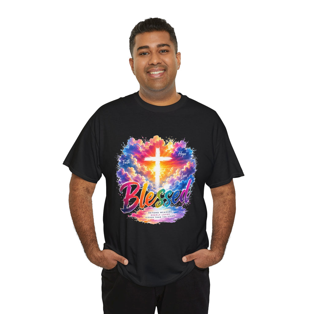 Blessed Christian T-Shirt, Colorful Cross Shirt, Faith Graphic Tee, Jesus Lover Gift, Religious Unisex Shirt